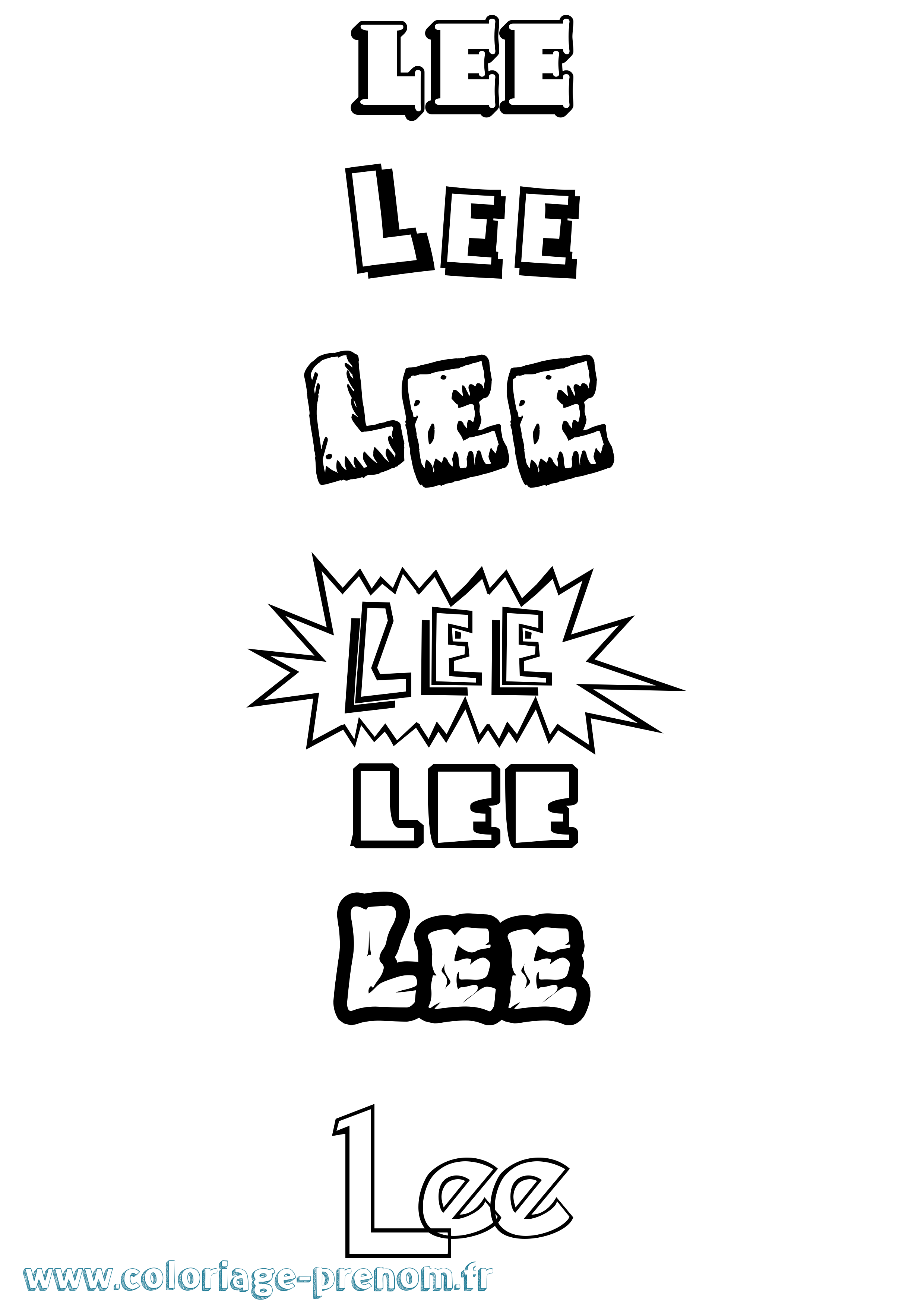 Coloriage Lee Dessin Animé Coloriage prénom Lee Dessin Animé