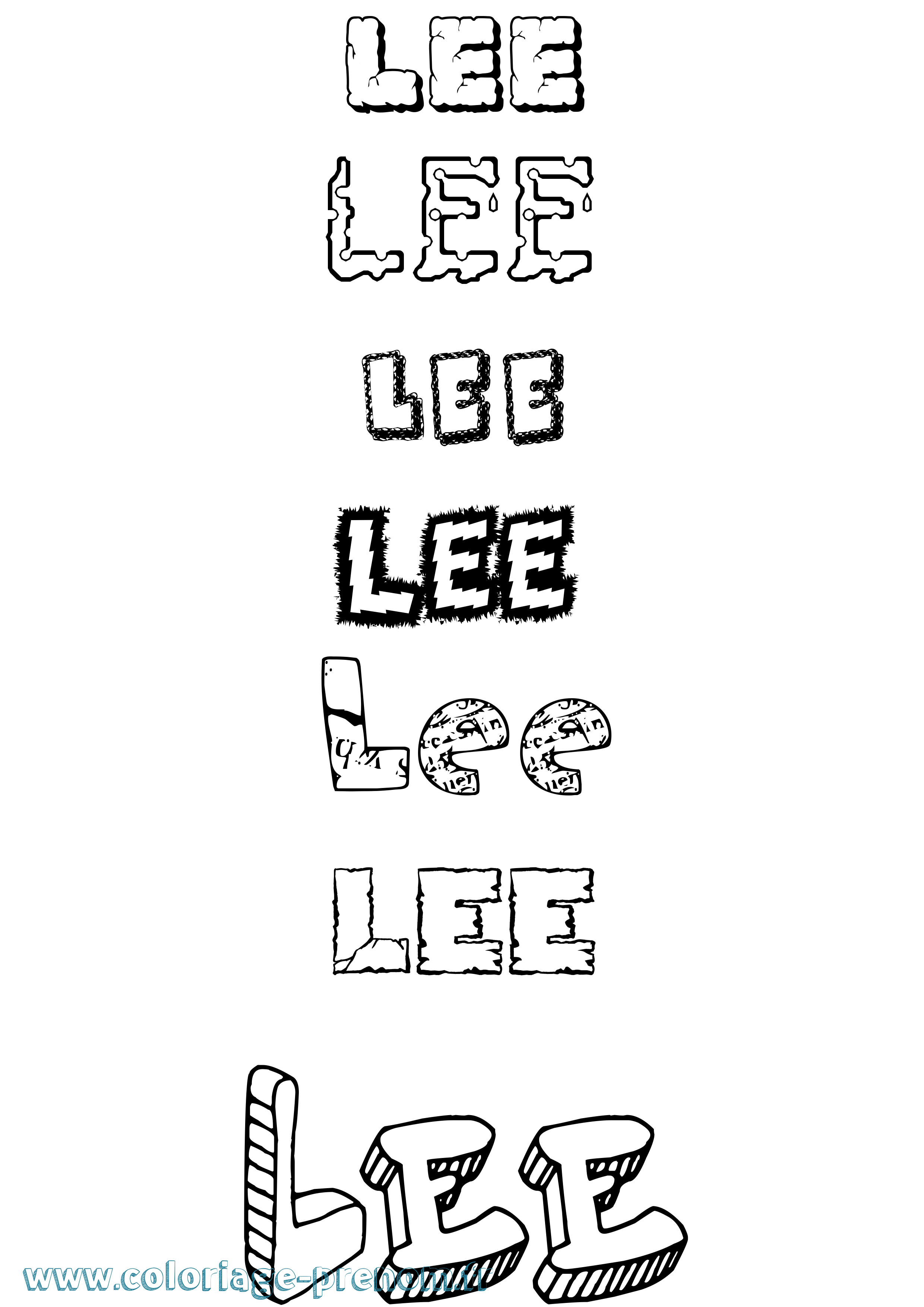 Coloriage Lee Destructuré Coloriage prénom Lee Destructuré