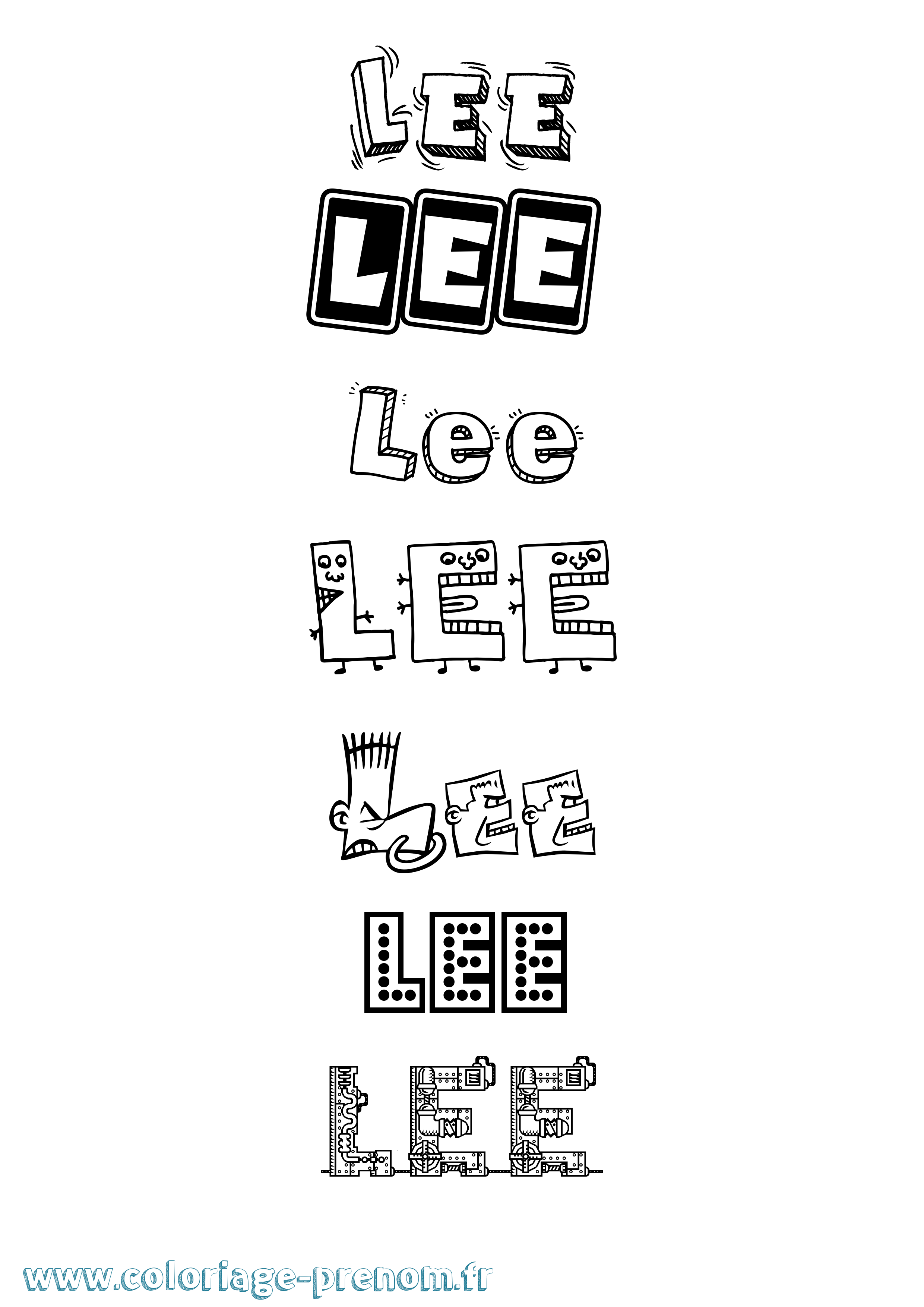 Coloriage Lee Fun Coloriage prénom Lee Fun