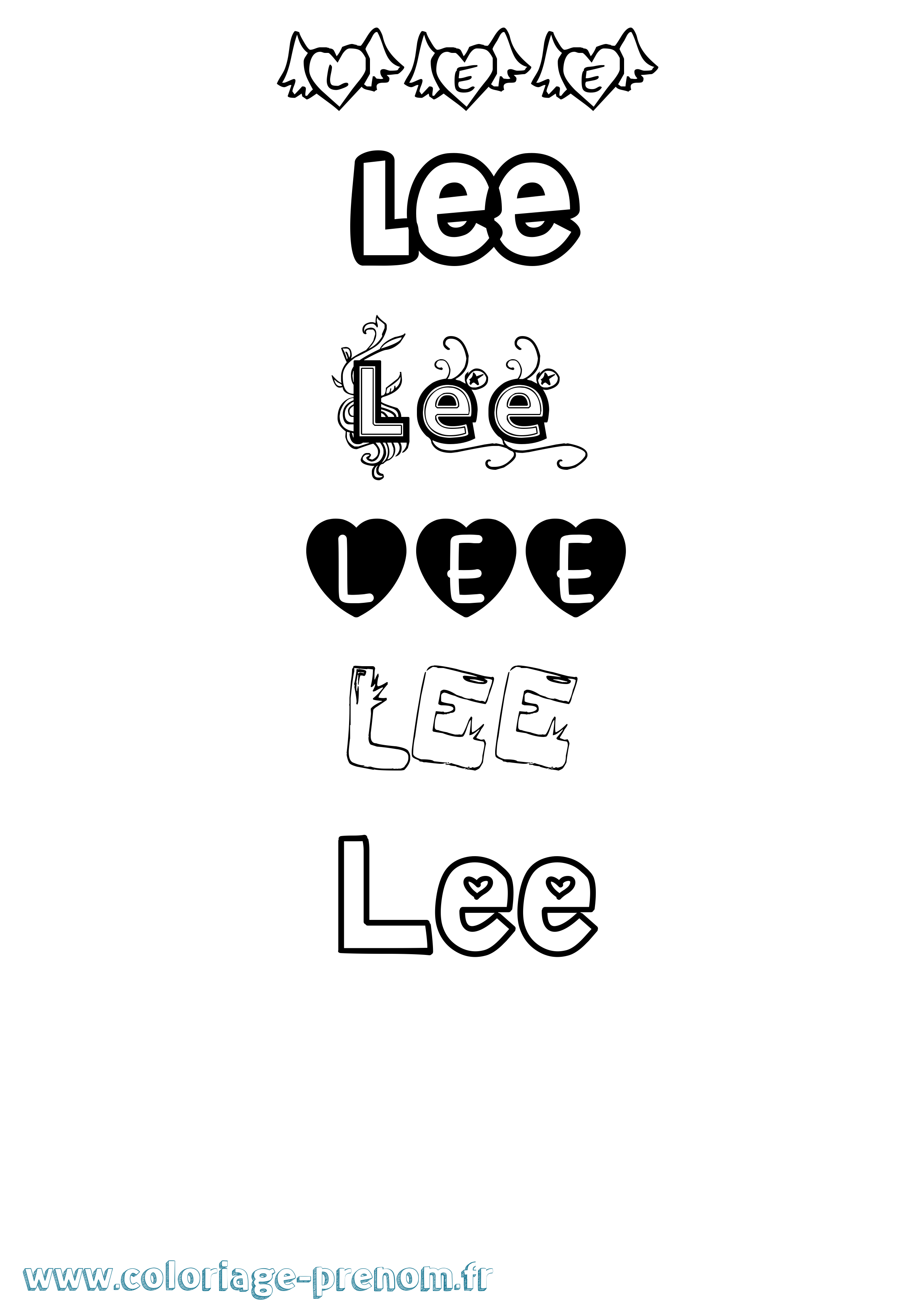 Coloriage Lee Girly Coloriage prénom Lee Girly