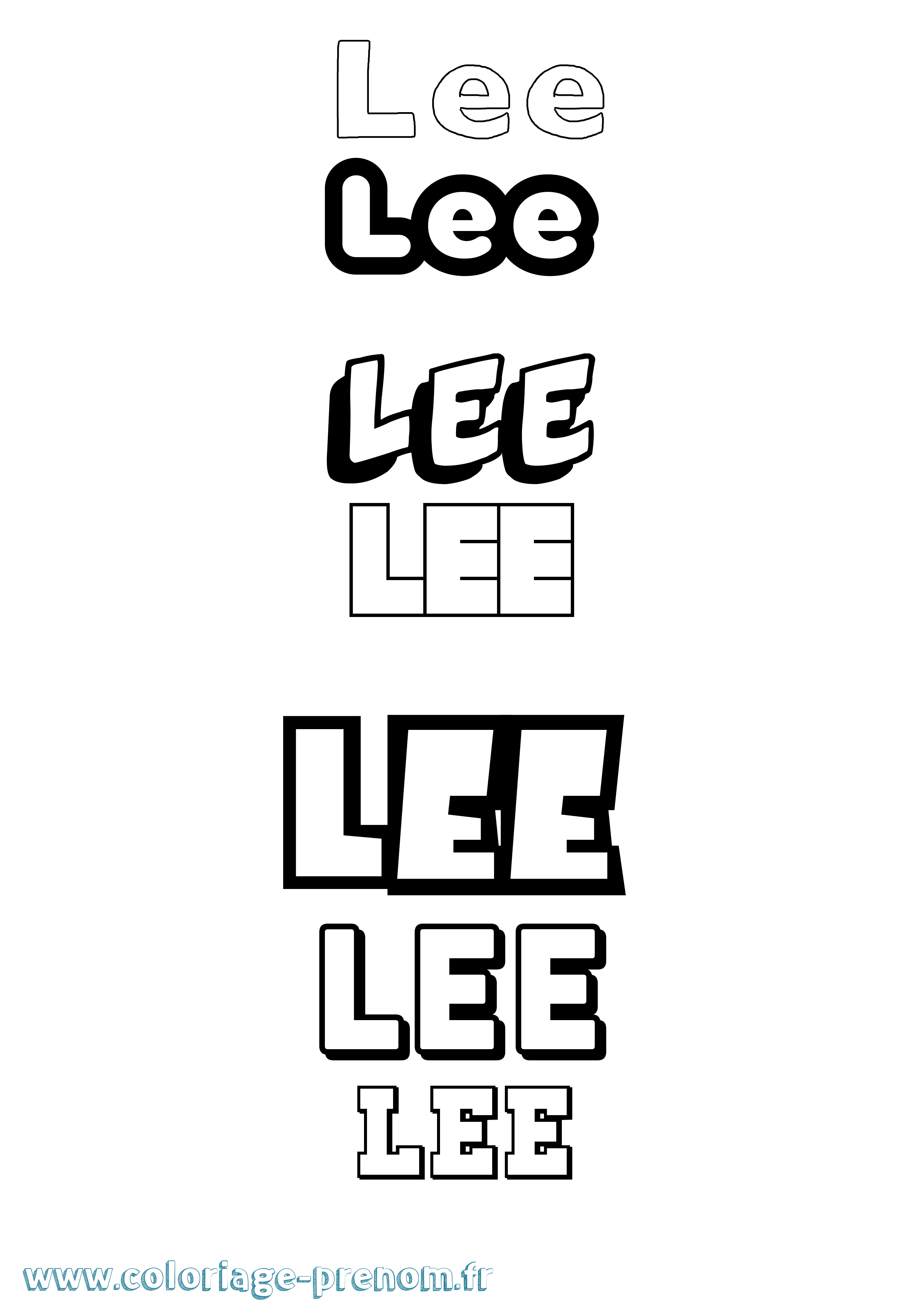 Coloriage Lee Simple Coloriage prénom Lee Simple