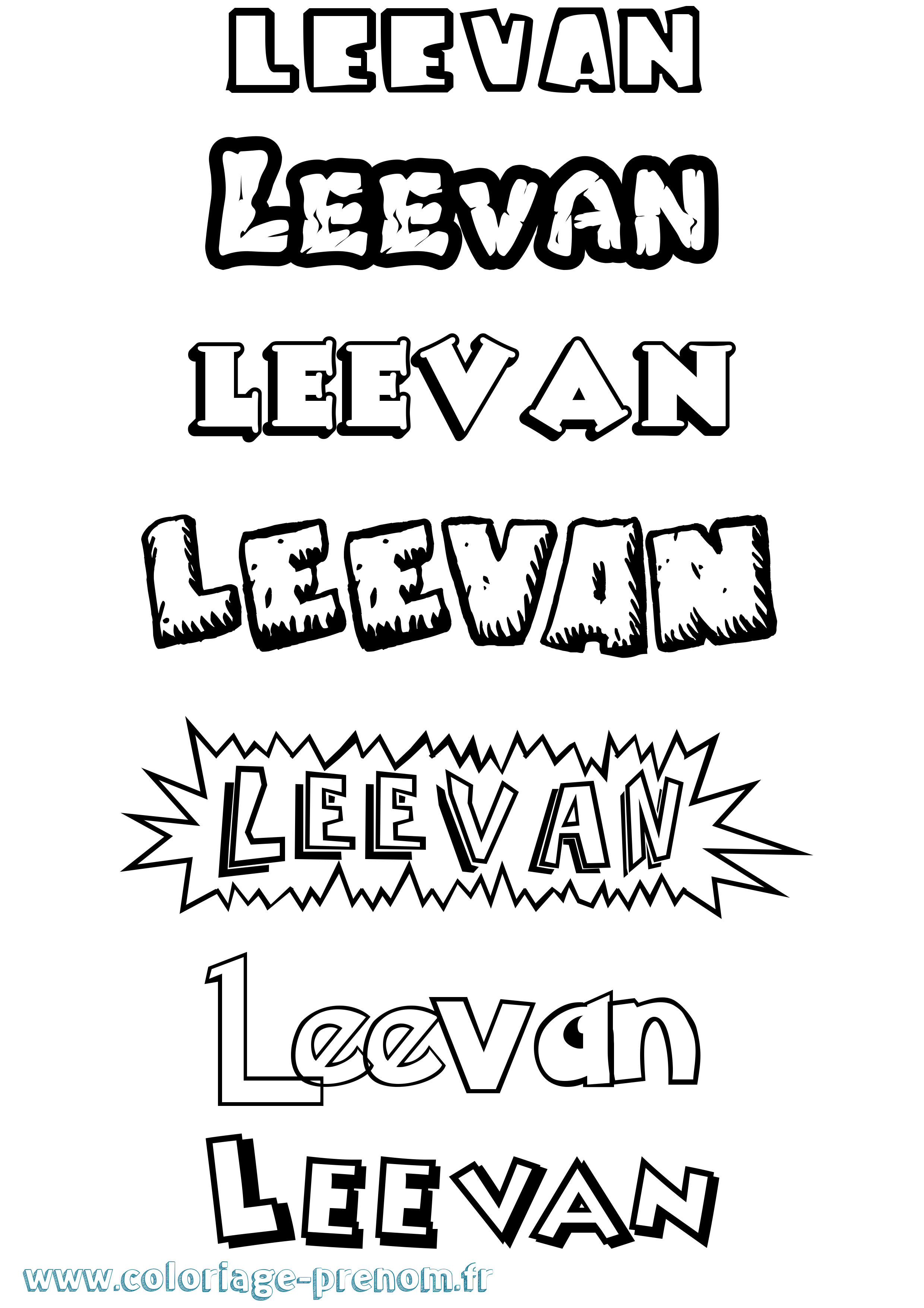 Coloriage prénom Leevan Dessin Animé