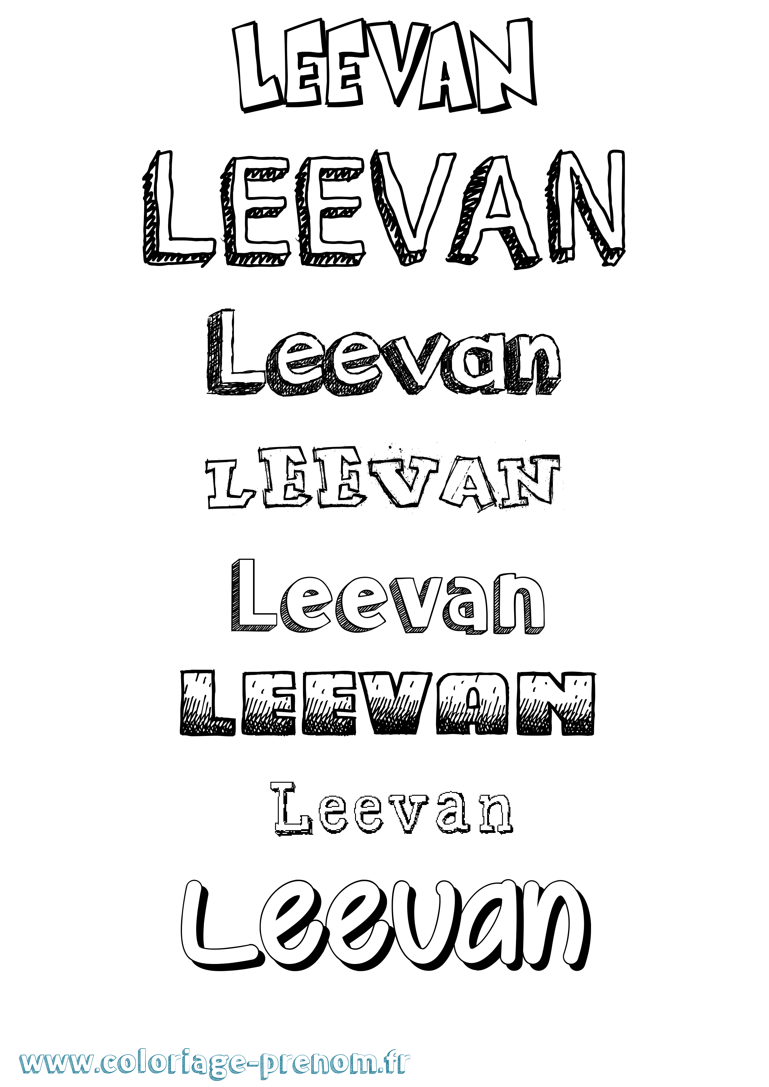 Coloriage prénom Leevan Dessiné