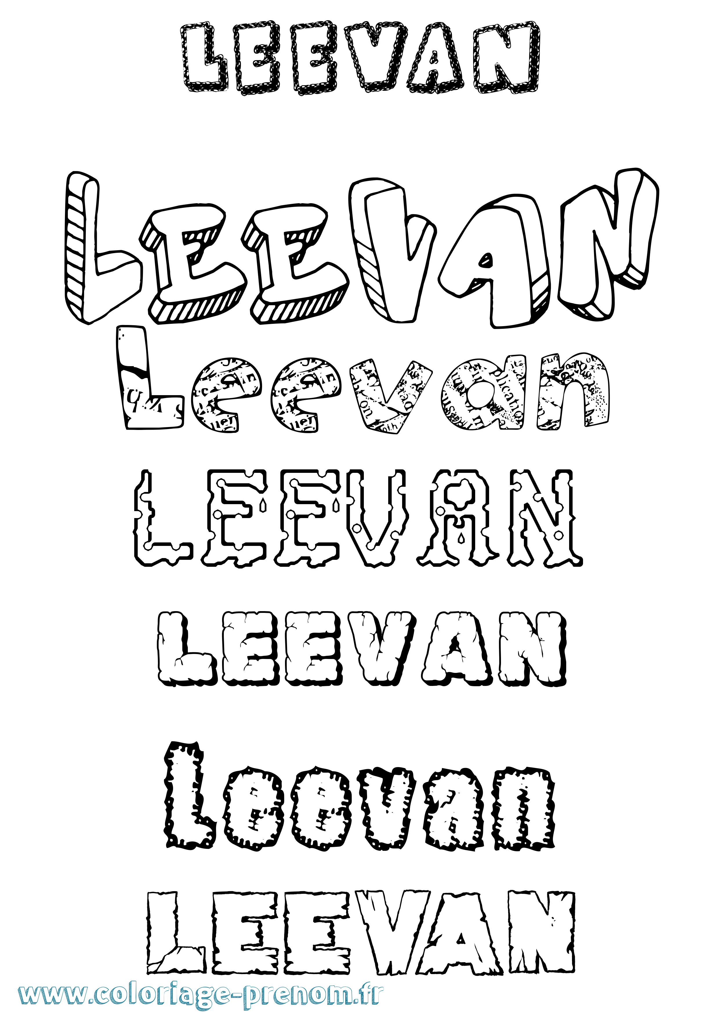 Coloriage prénom Leevan Destructuré