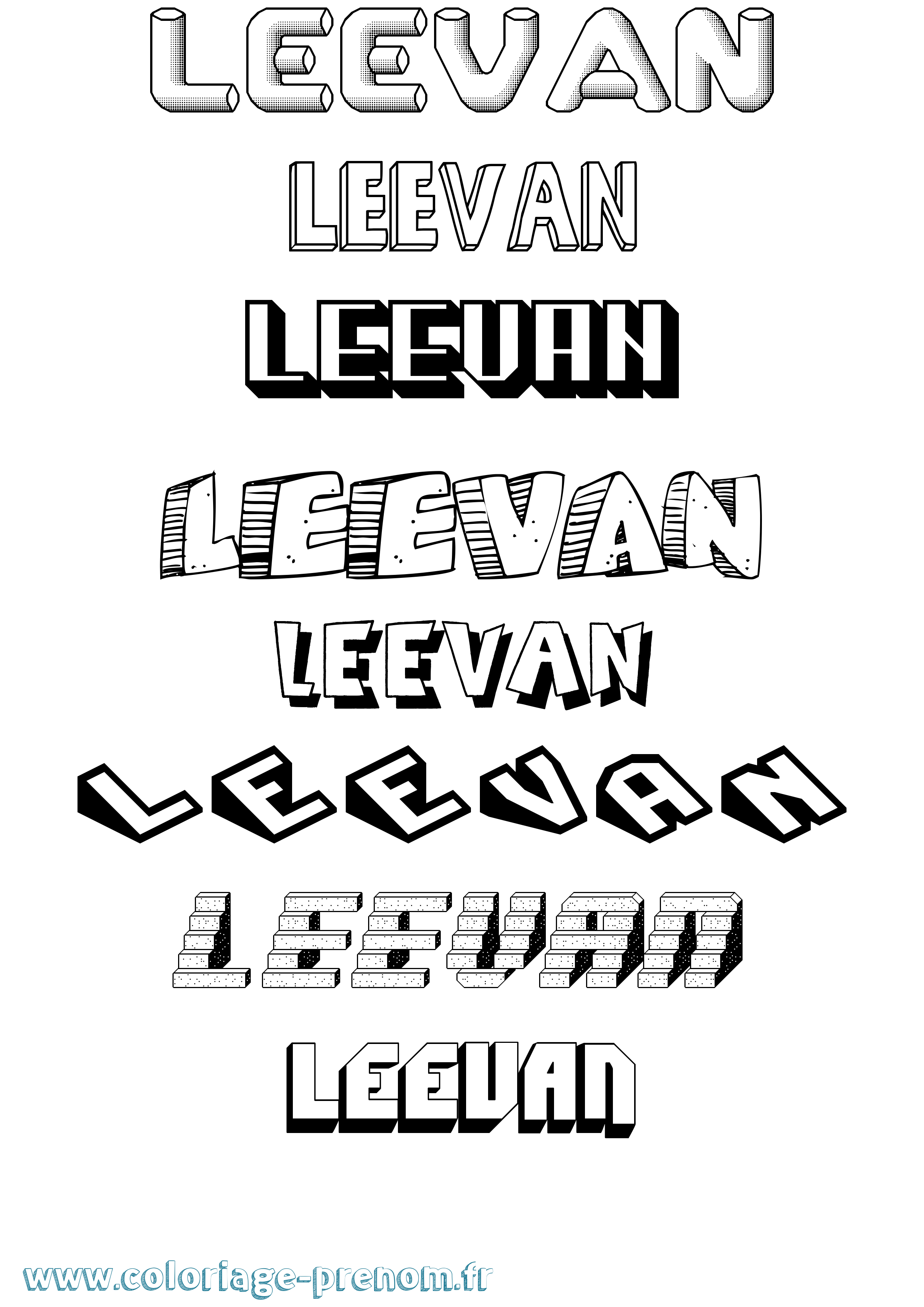 Coloriage prénom Leevan Effet 3D