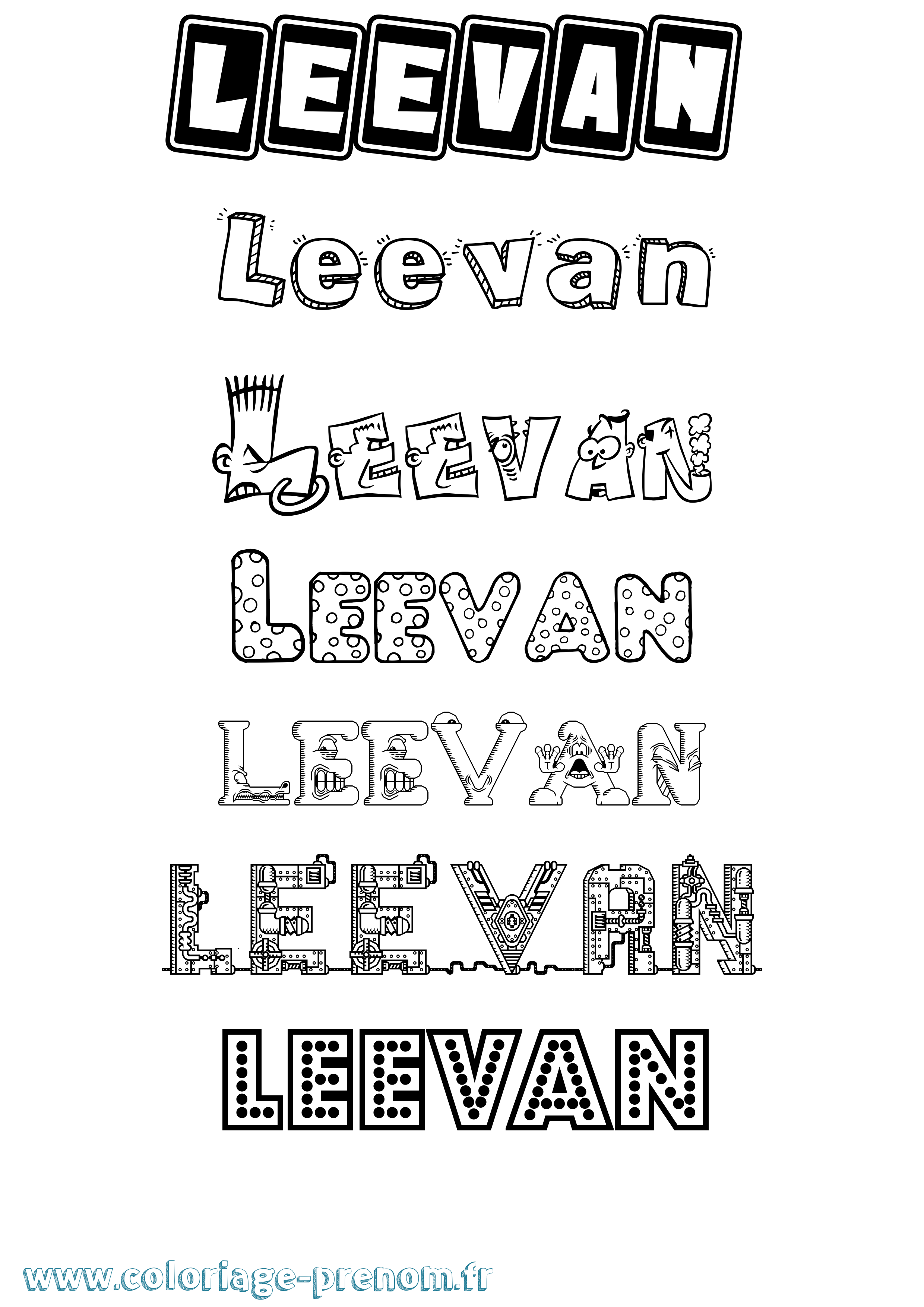 Coloriage prénom Leevan Fun