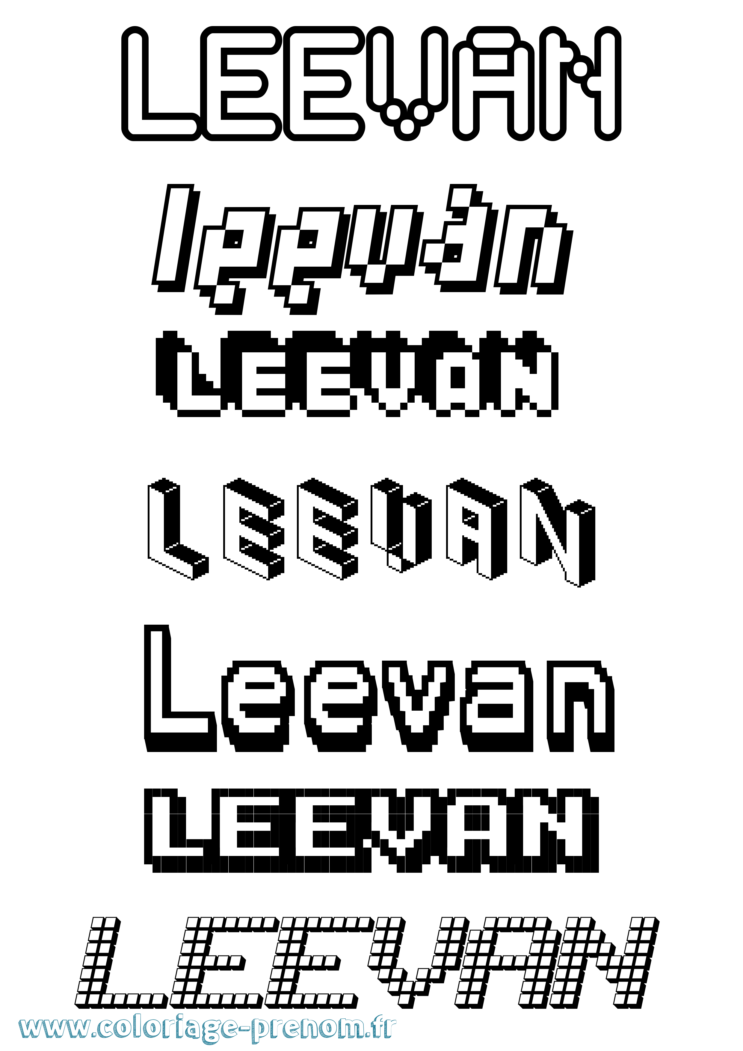 Coloriage prénom Leevan Pixel