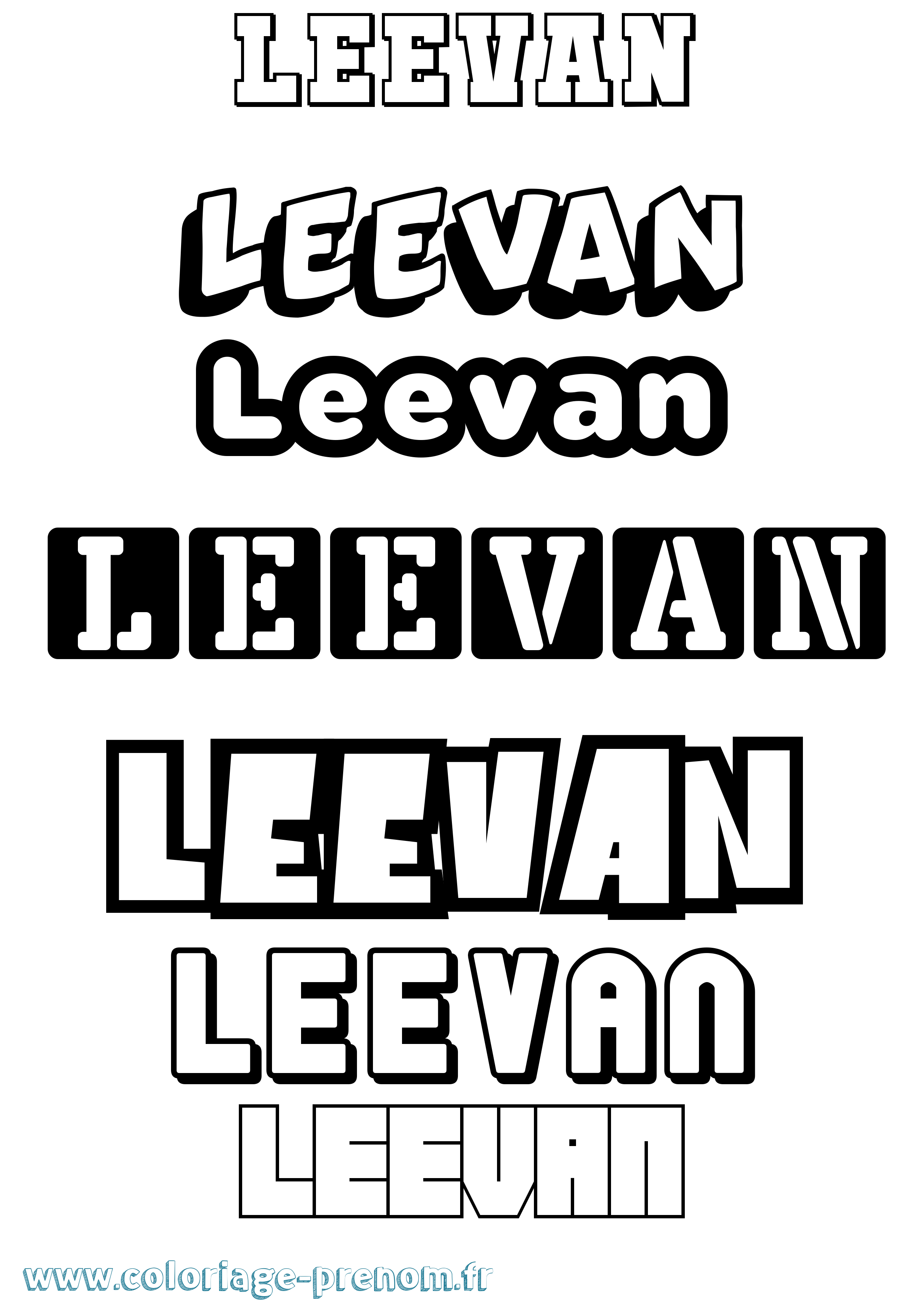 Coloriage prénom Leevan Simple