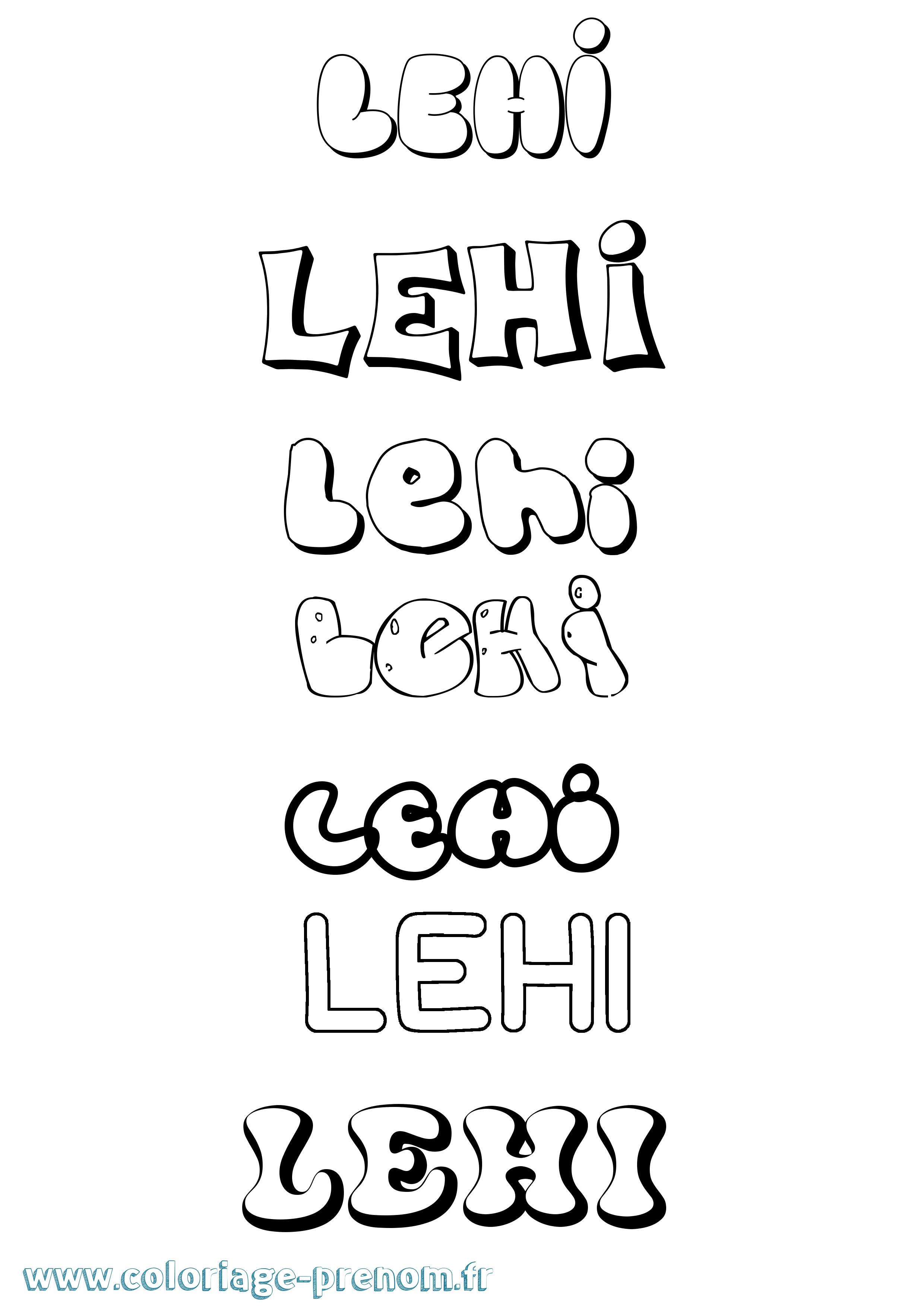 Coloriage Lehi Bubble Coloriage prénom Lehi Bubble