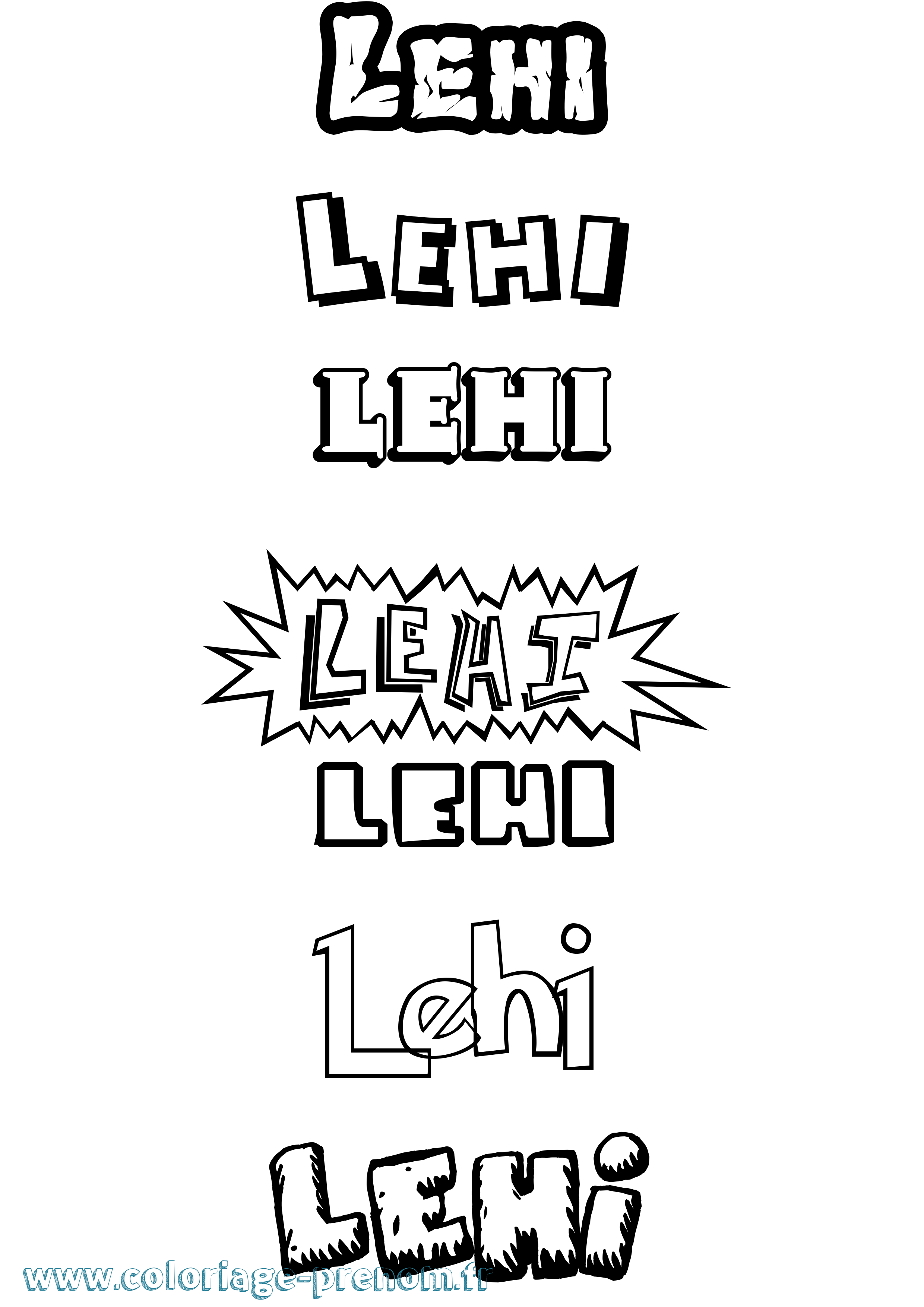 Coloriage Lehi Dessin Animé Coloriage prénom Lehi Dessin Animé