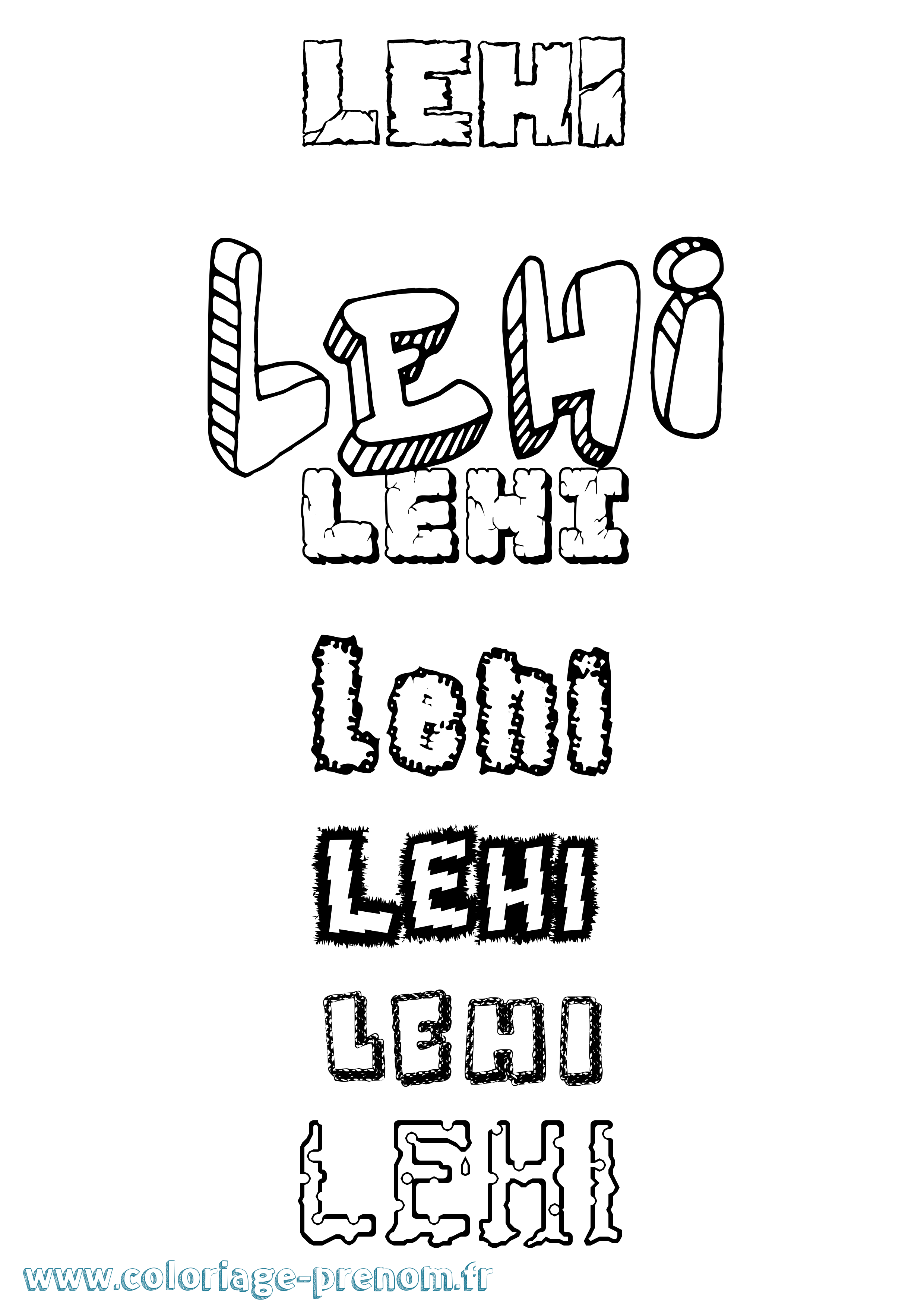 Coloriage Lehi Destructuré Coloriage prénom Lehi Destructuré