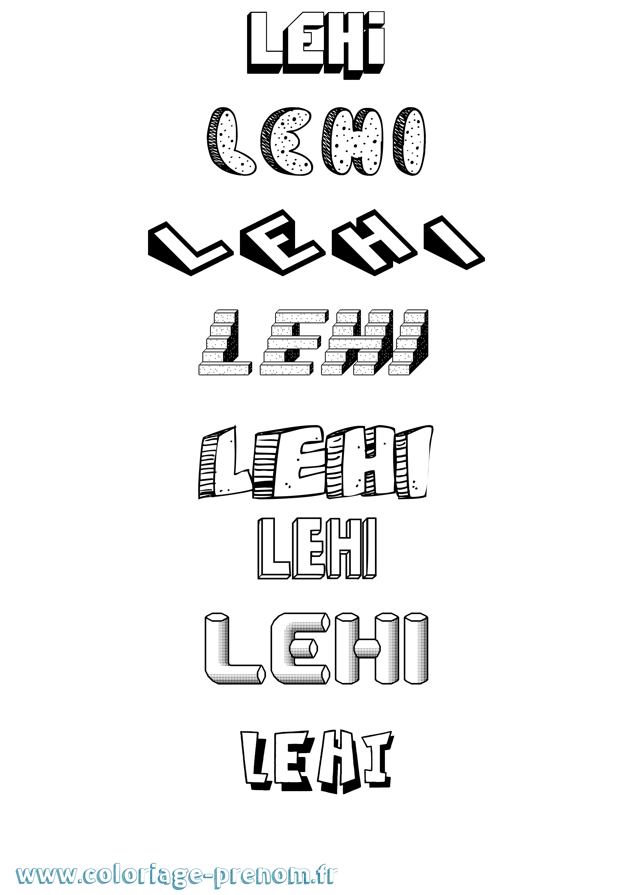 Coloriage Lehi Effet 3D Coloriage prénom Lehi Effet 3D