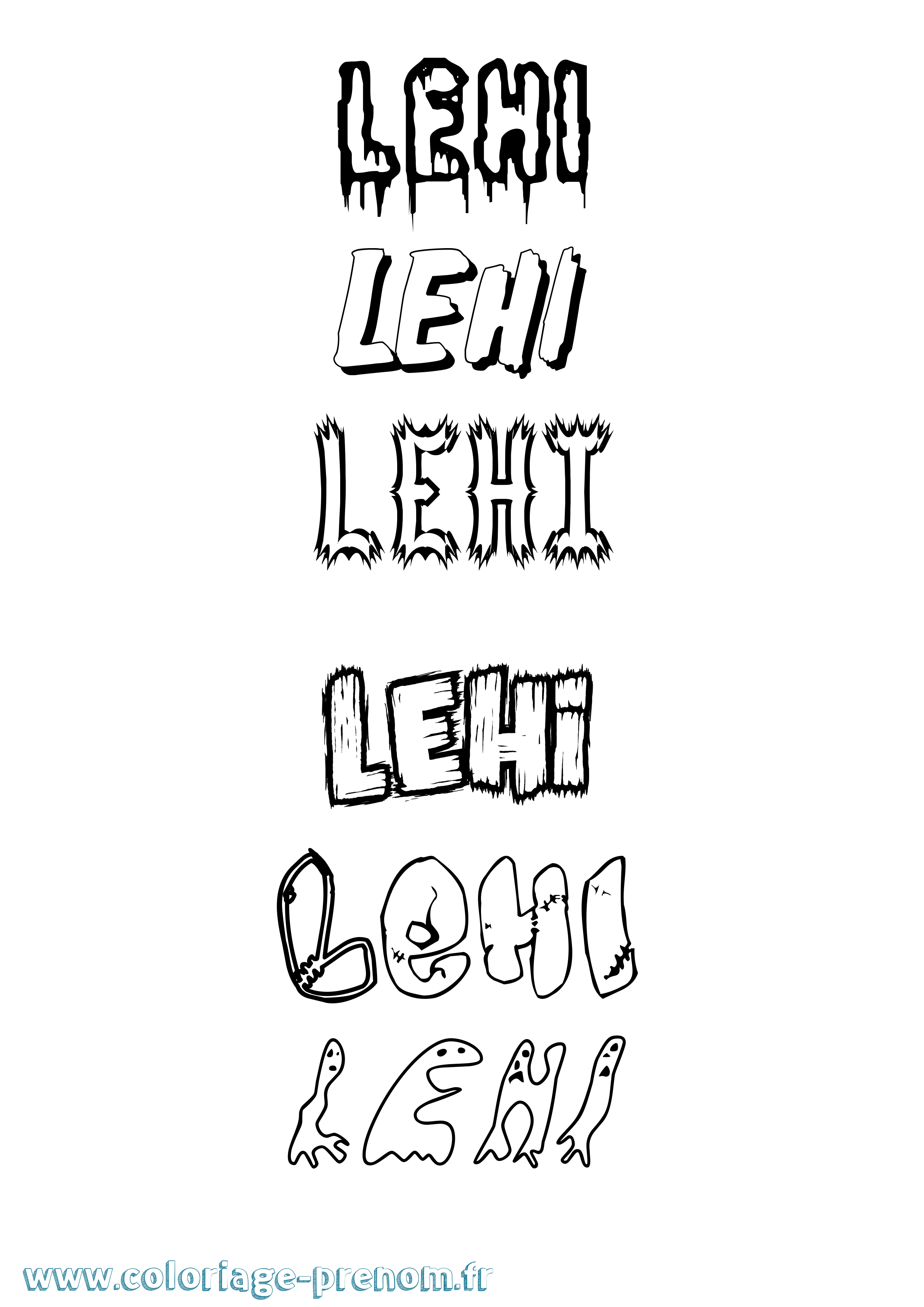 Coloriage Lehi Frisson Coloriage prénom Lehi Frisson