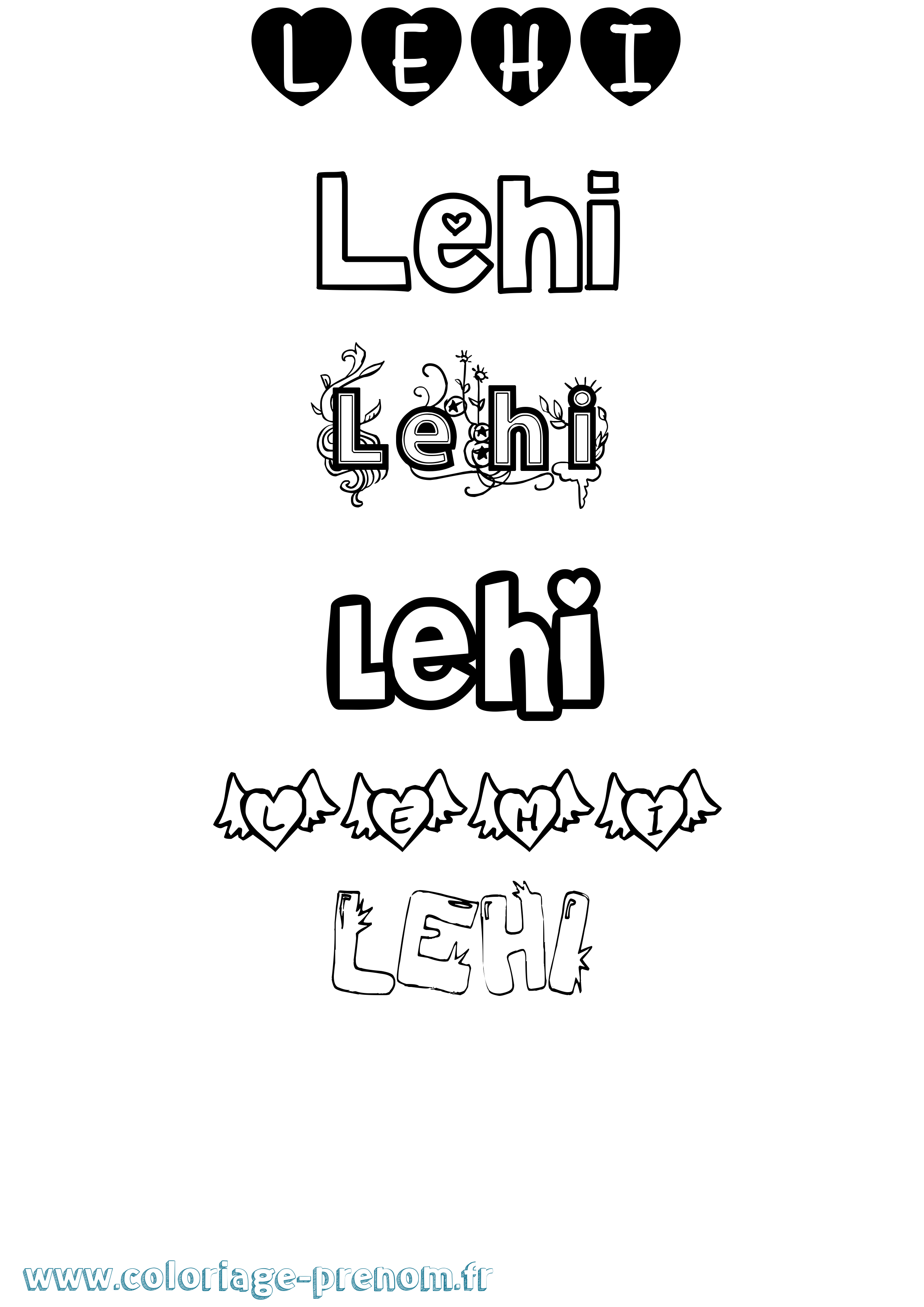 Coloriage Lehi Girly Coloriage prénom Lehi Girly