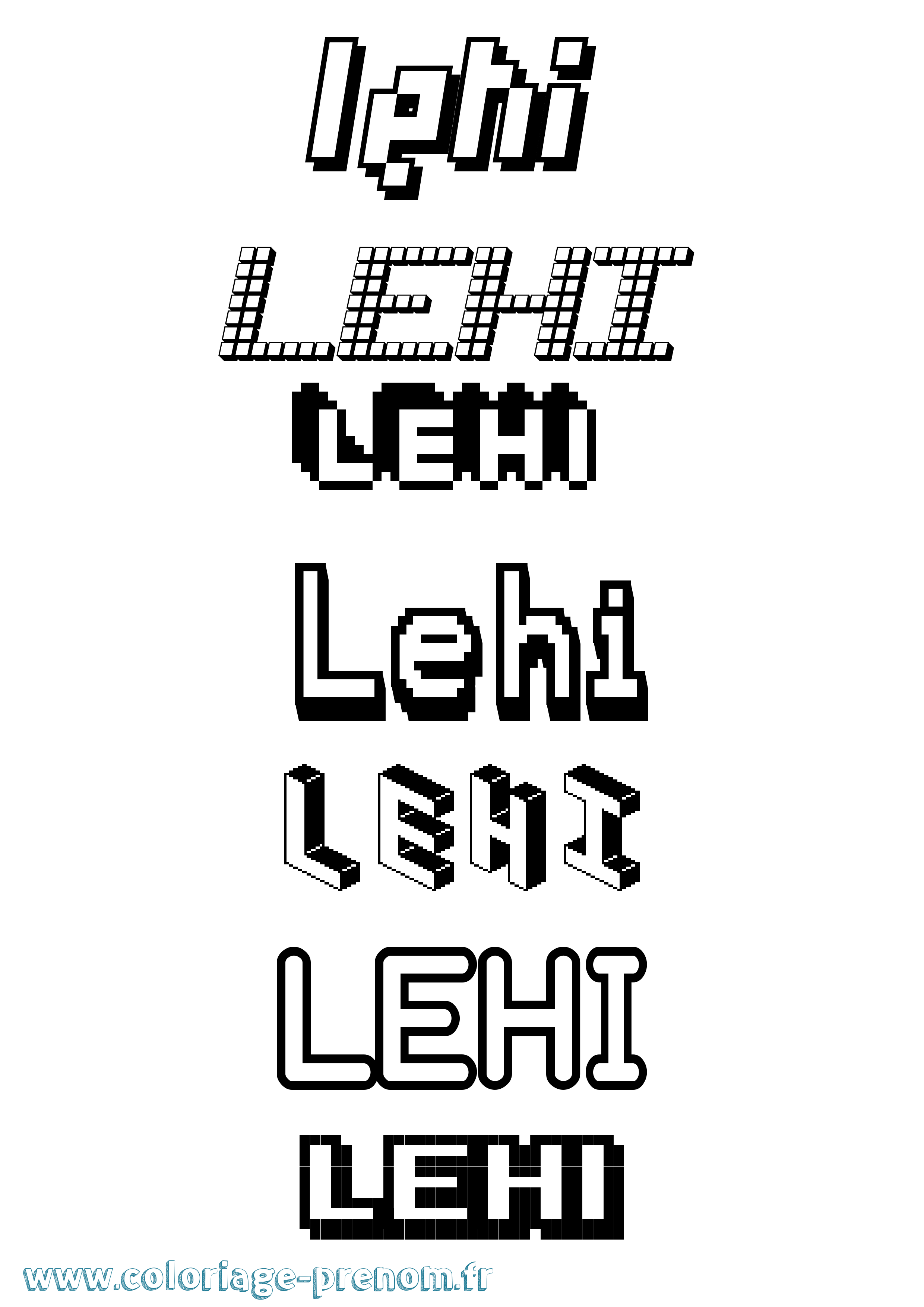 Coloriage Lehi Pixel Coloriage prénom Lehi Pixel