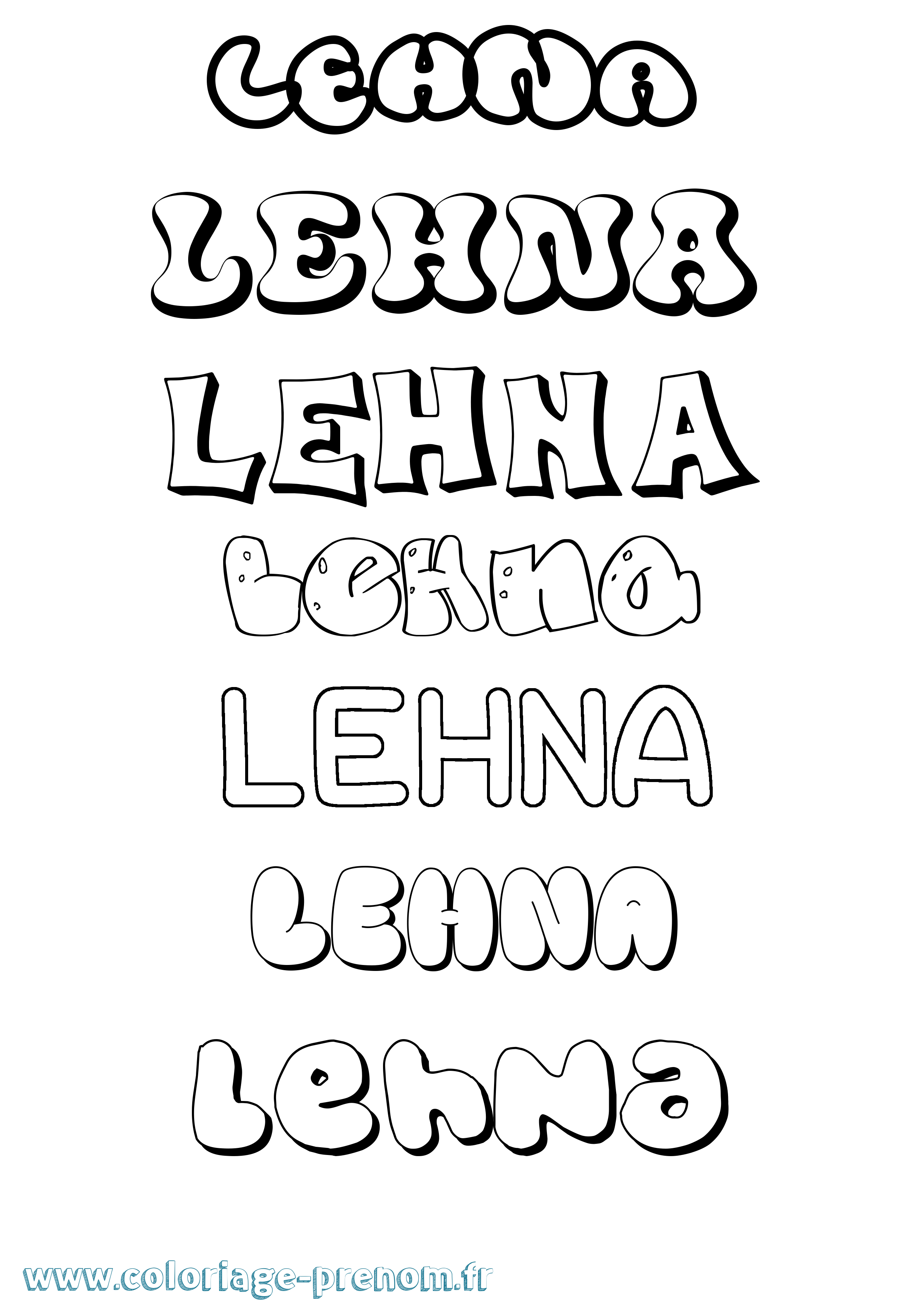 Coloriage Lehna Coloriage prénom Lehna