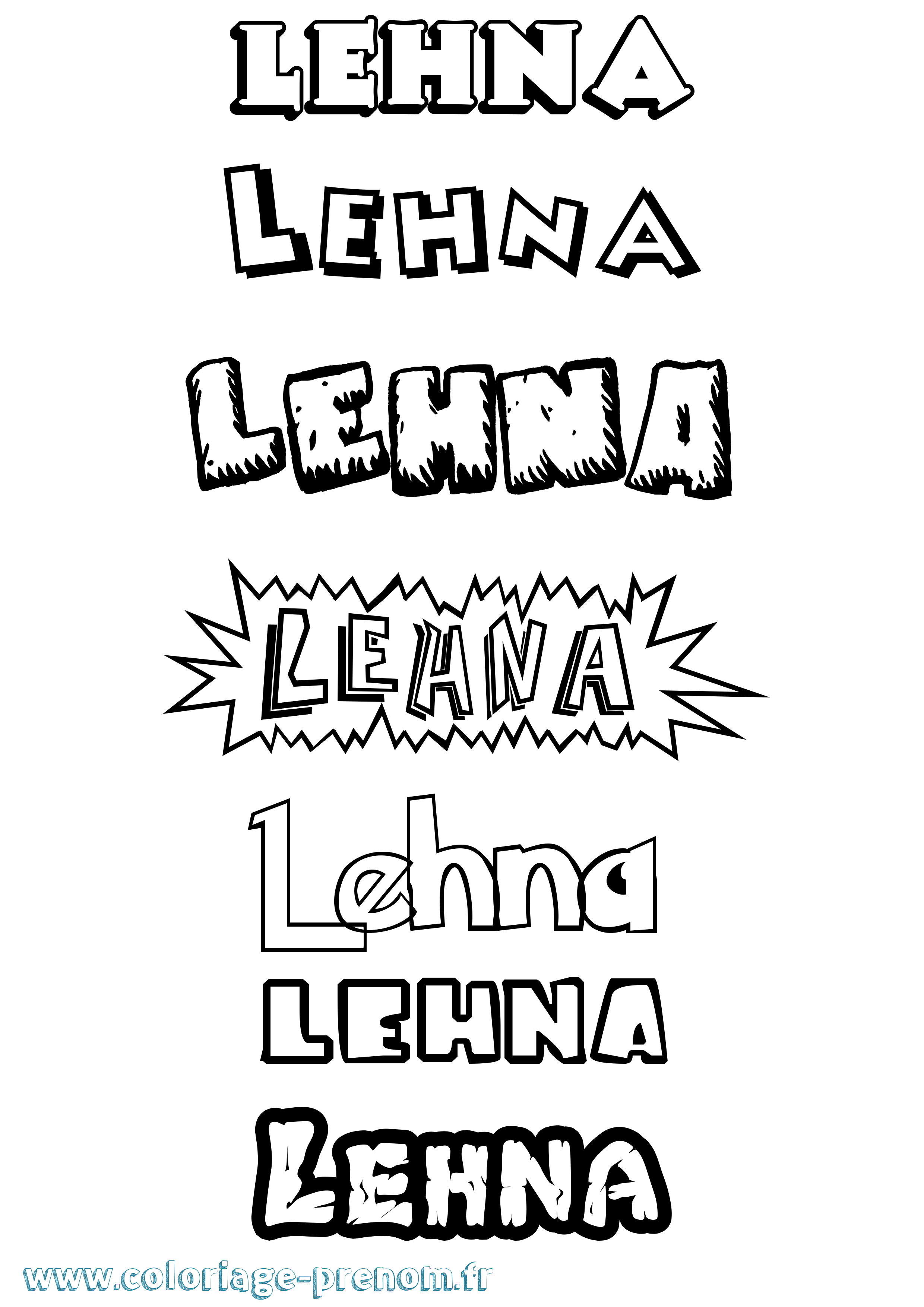 Coloriage prénom Lehna