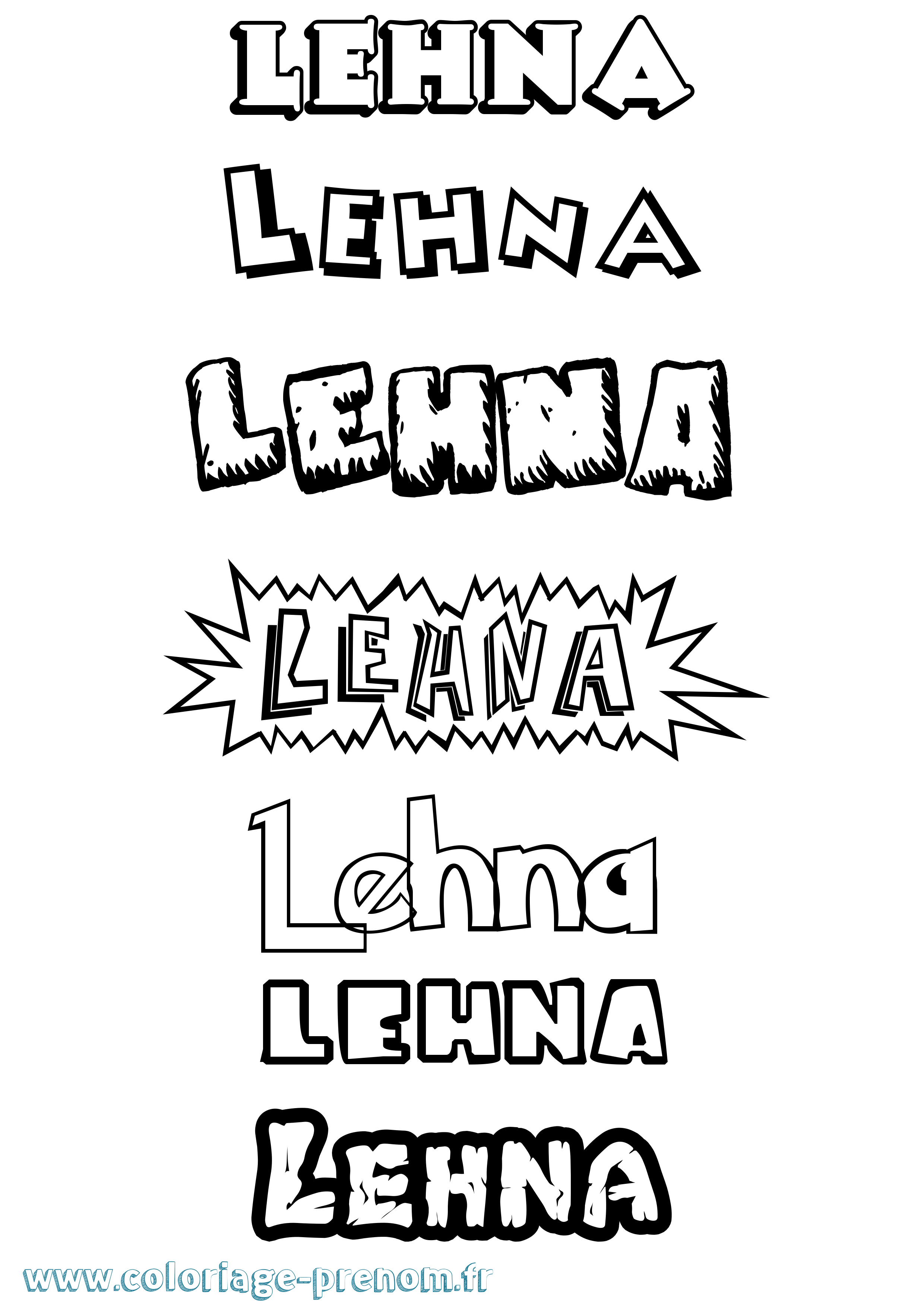 Coloriage Lehna Coloriage prénom Lehna