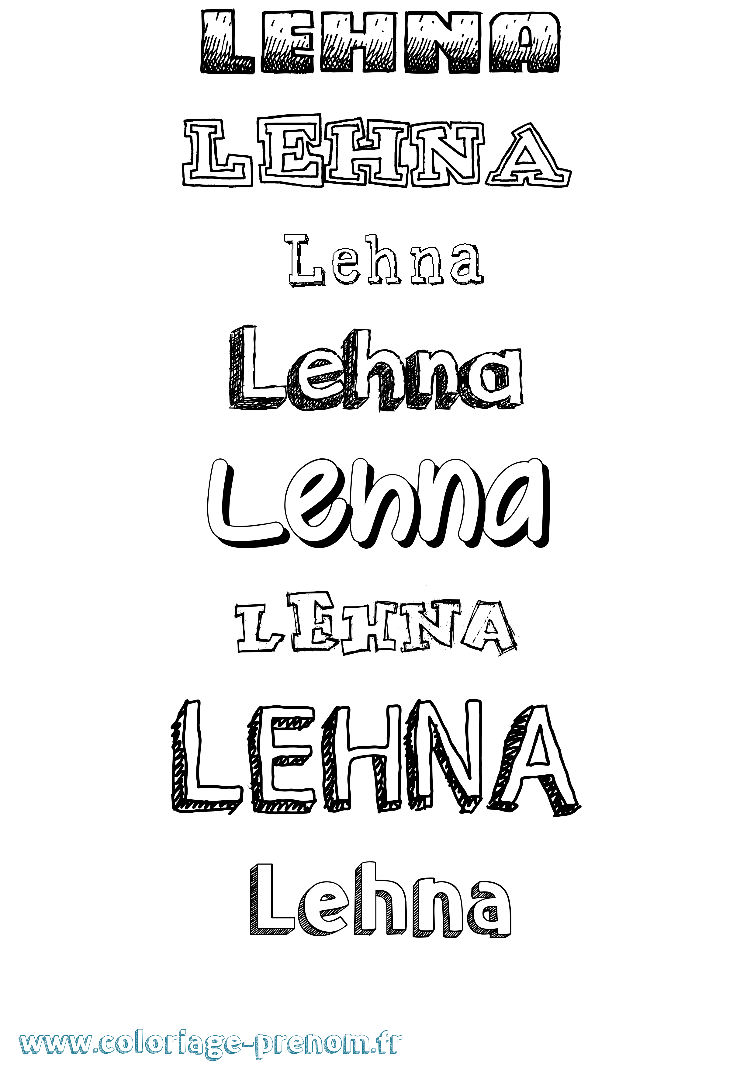 Coloriage Lehna Coloriage prénom Lehna