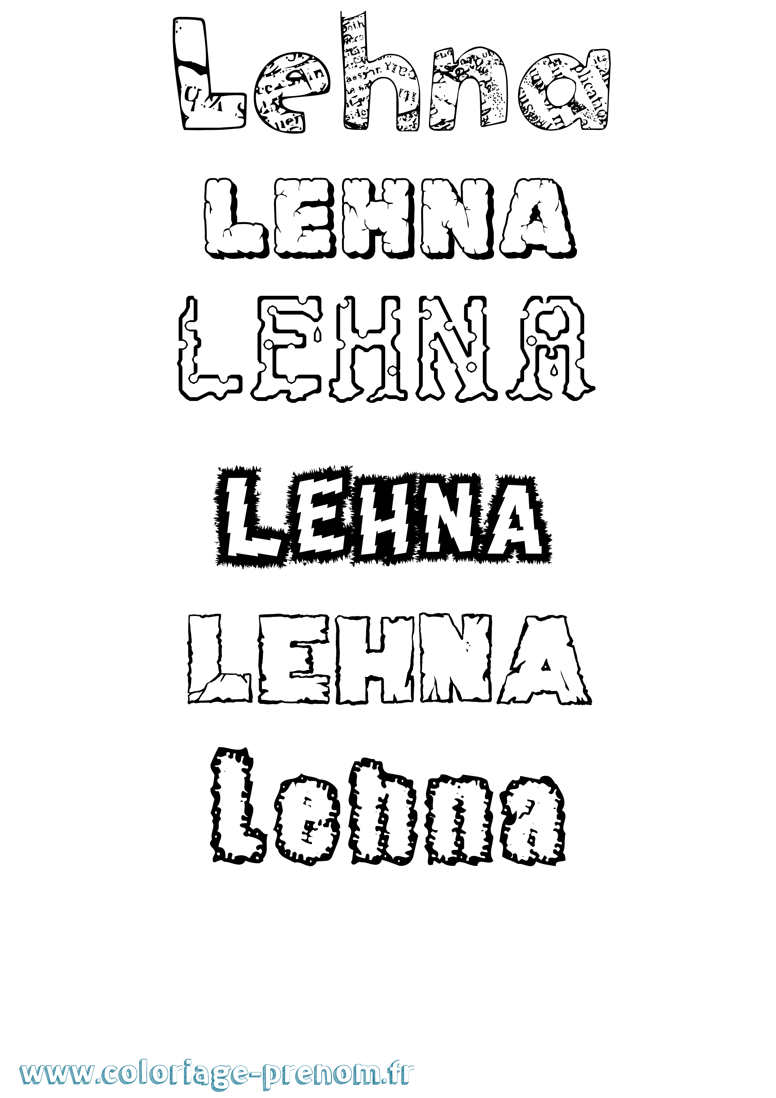 Coloriage Lehna Coloriage prénom Lehna