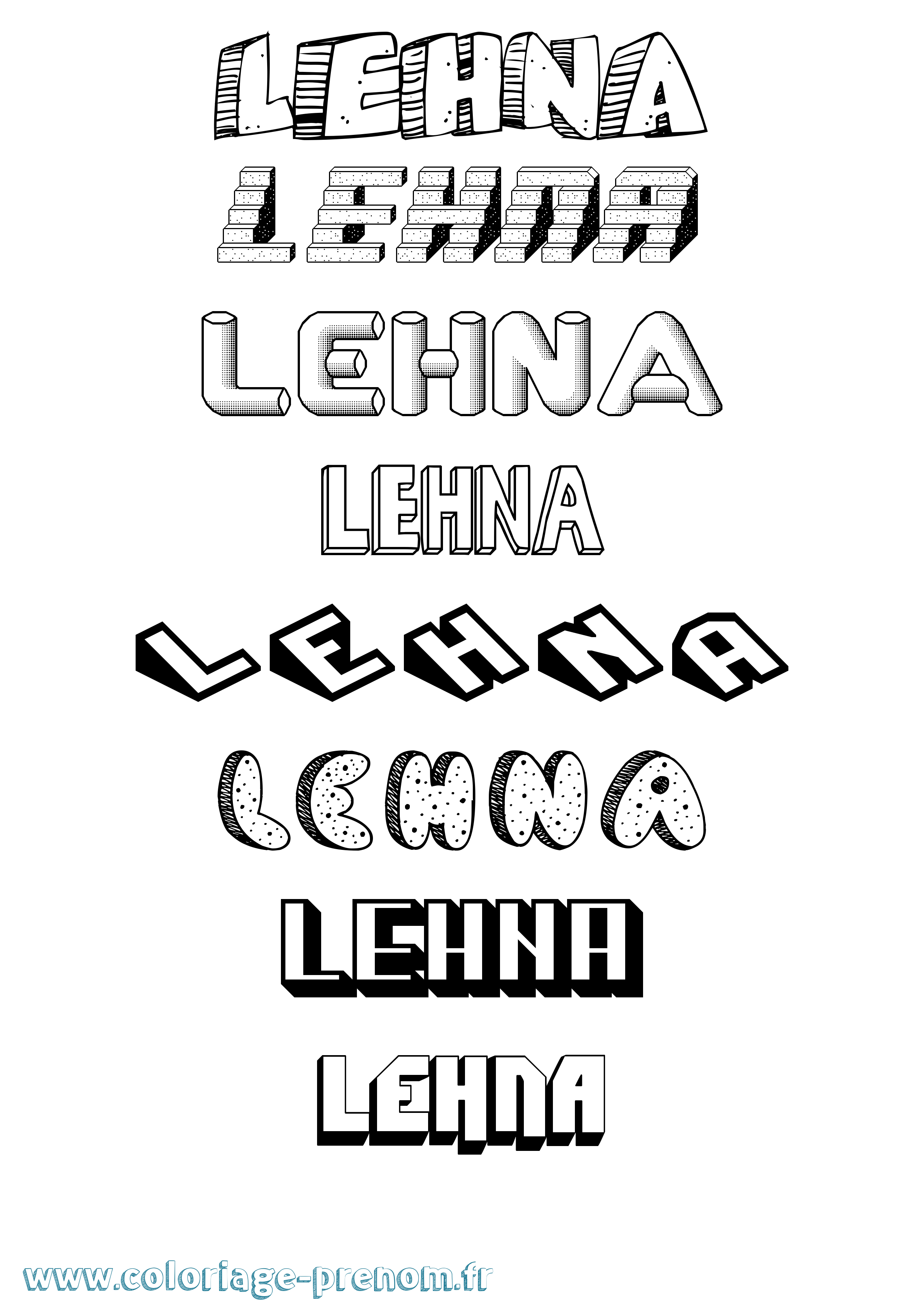Coloriage Lehna Coloriage prénom Lehna