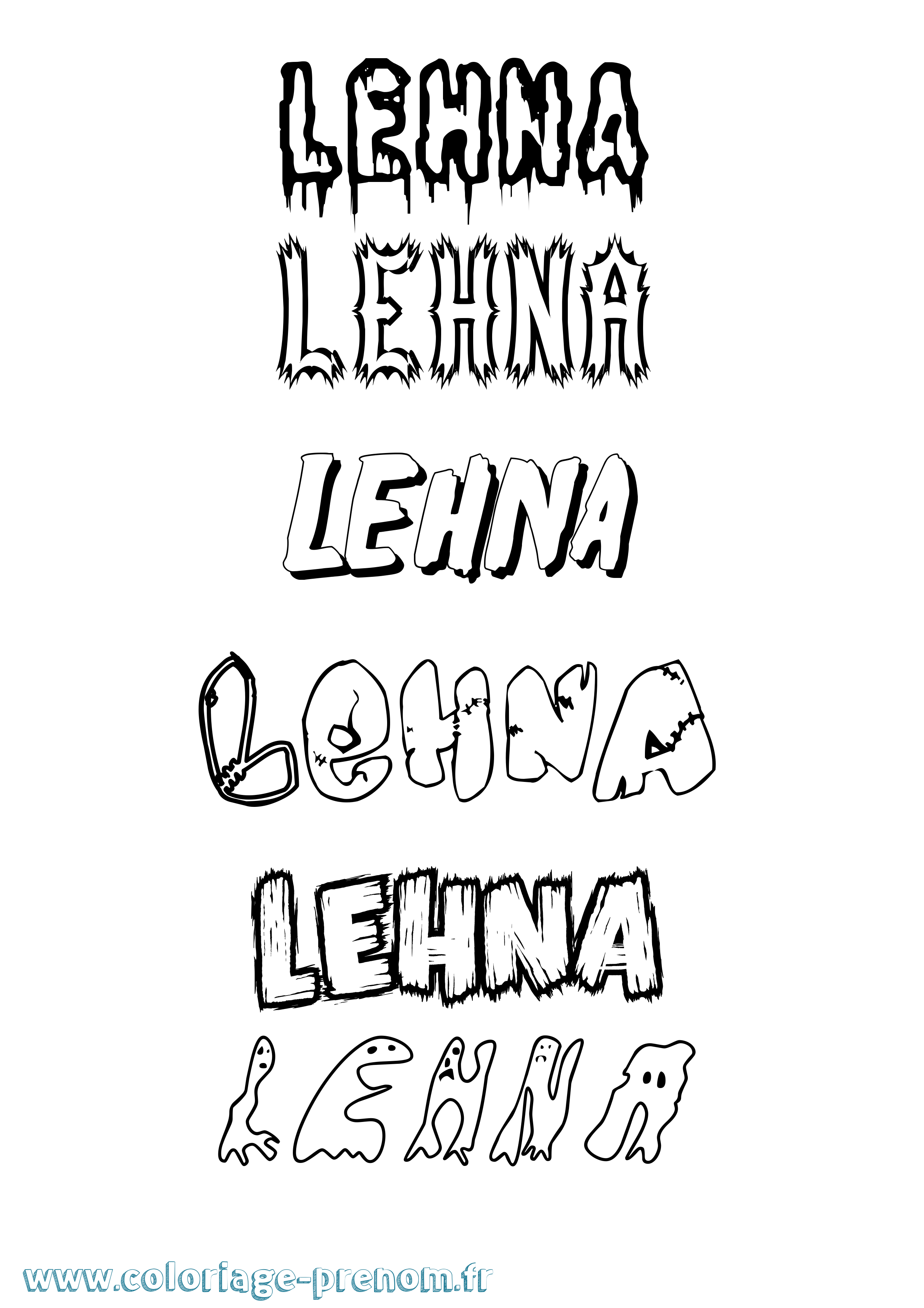 Coloriage Lehna Coloriage prénom Lehna