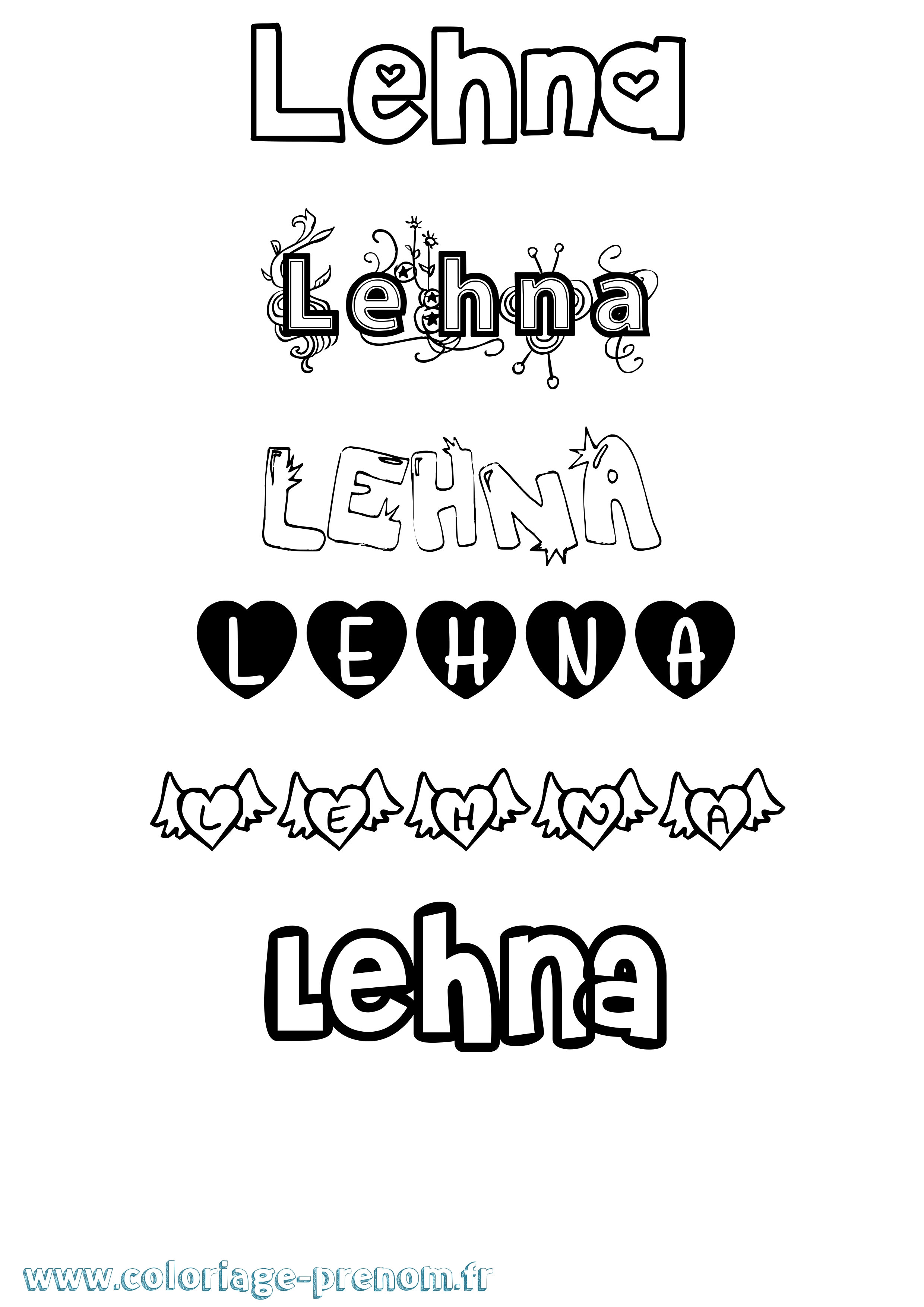 Coloriage Lehna Coloriage prénom Lehna