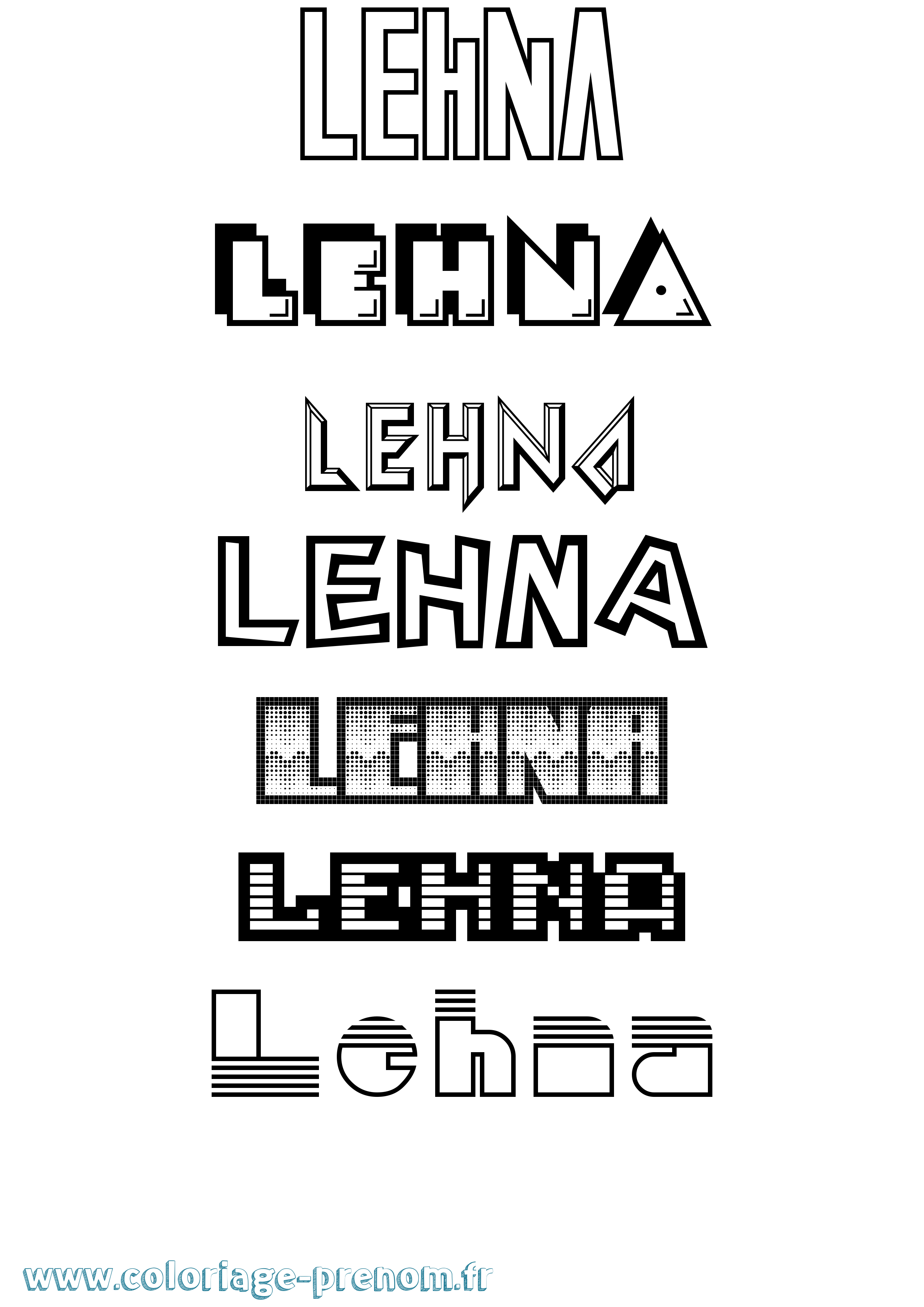 Coloriage Lehna Coloriage prénom Lehna