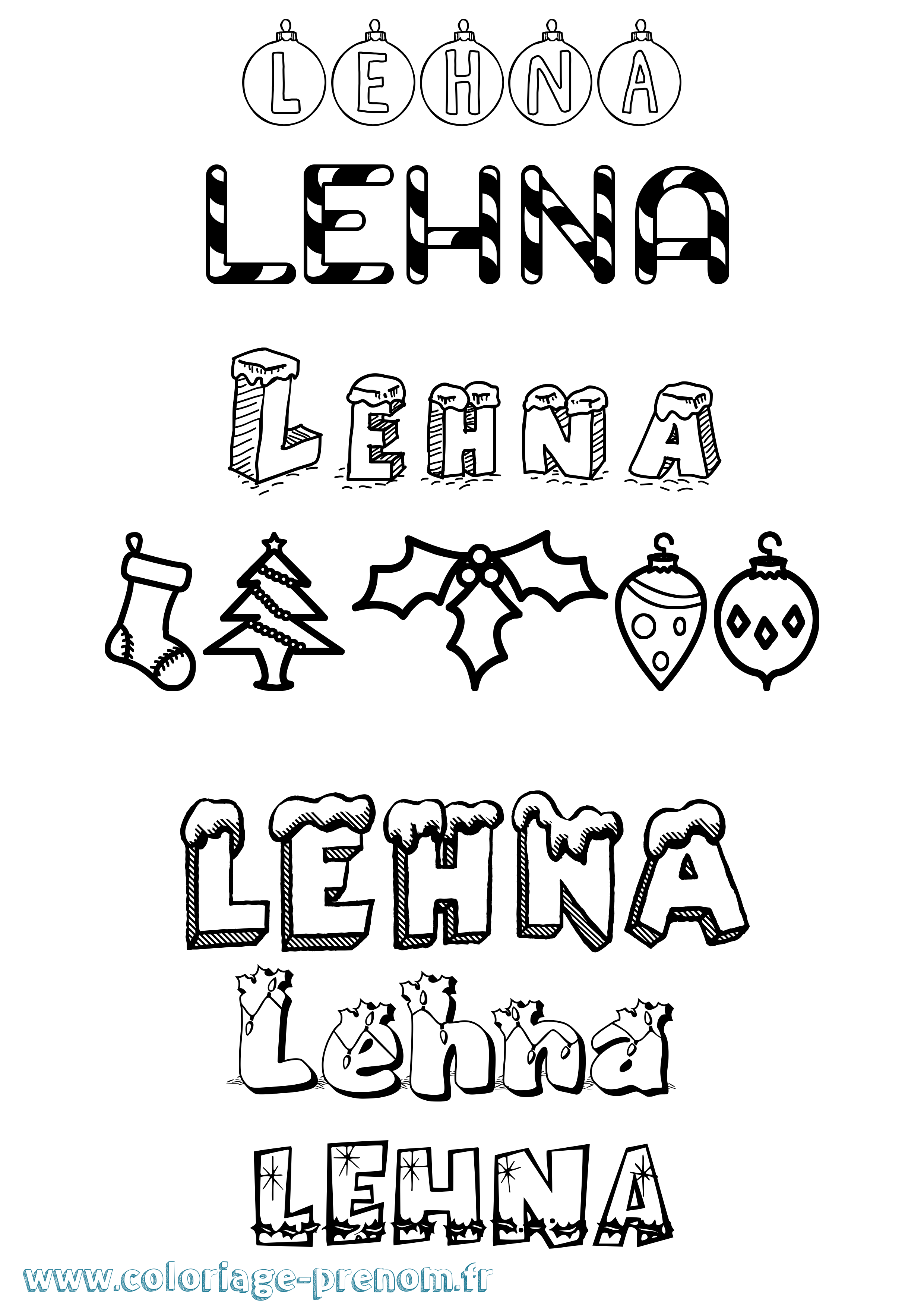 Coloriage prénom Lehna