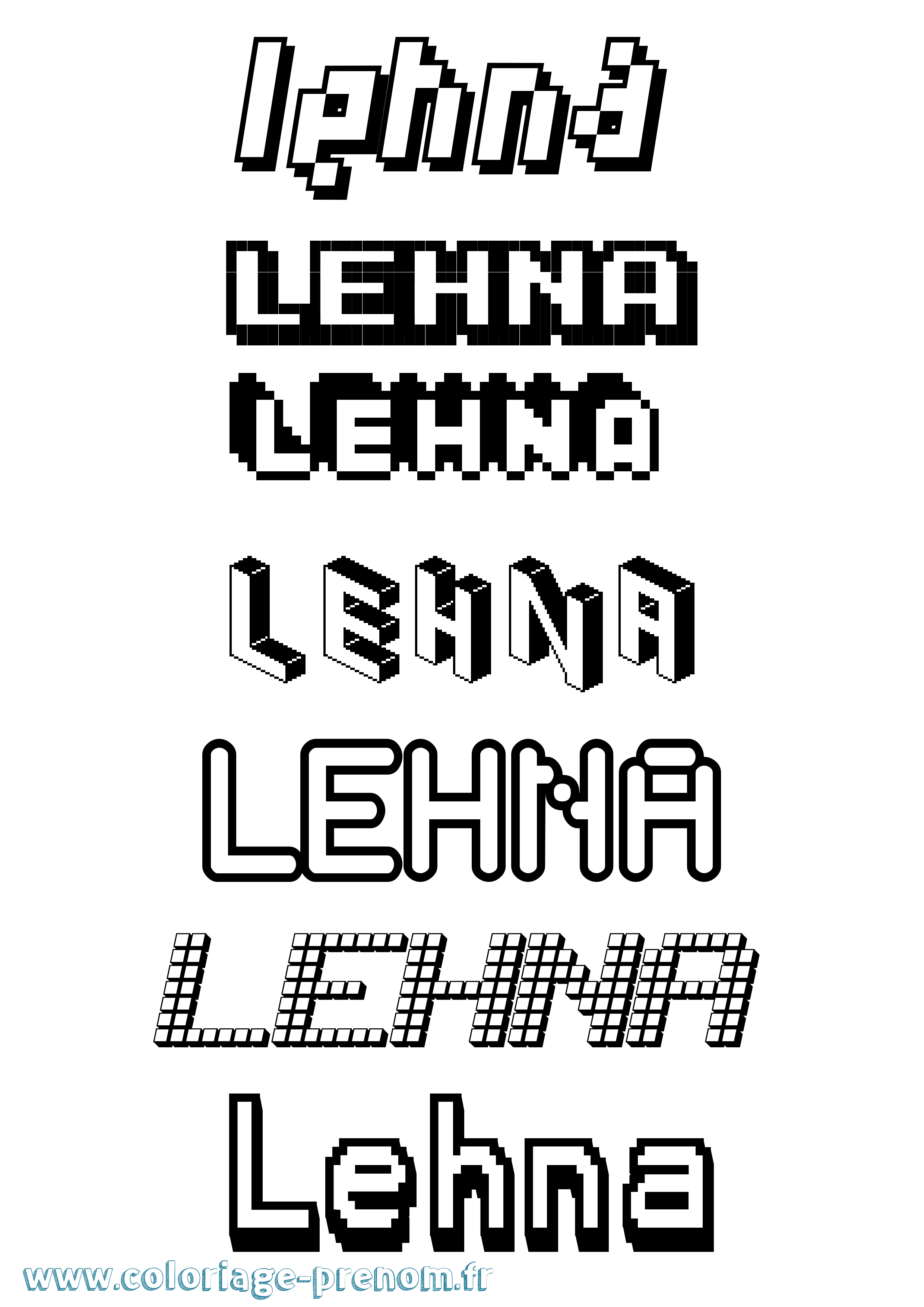 Coloriage Lehna Coloriage prénom Lehna