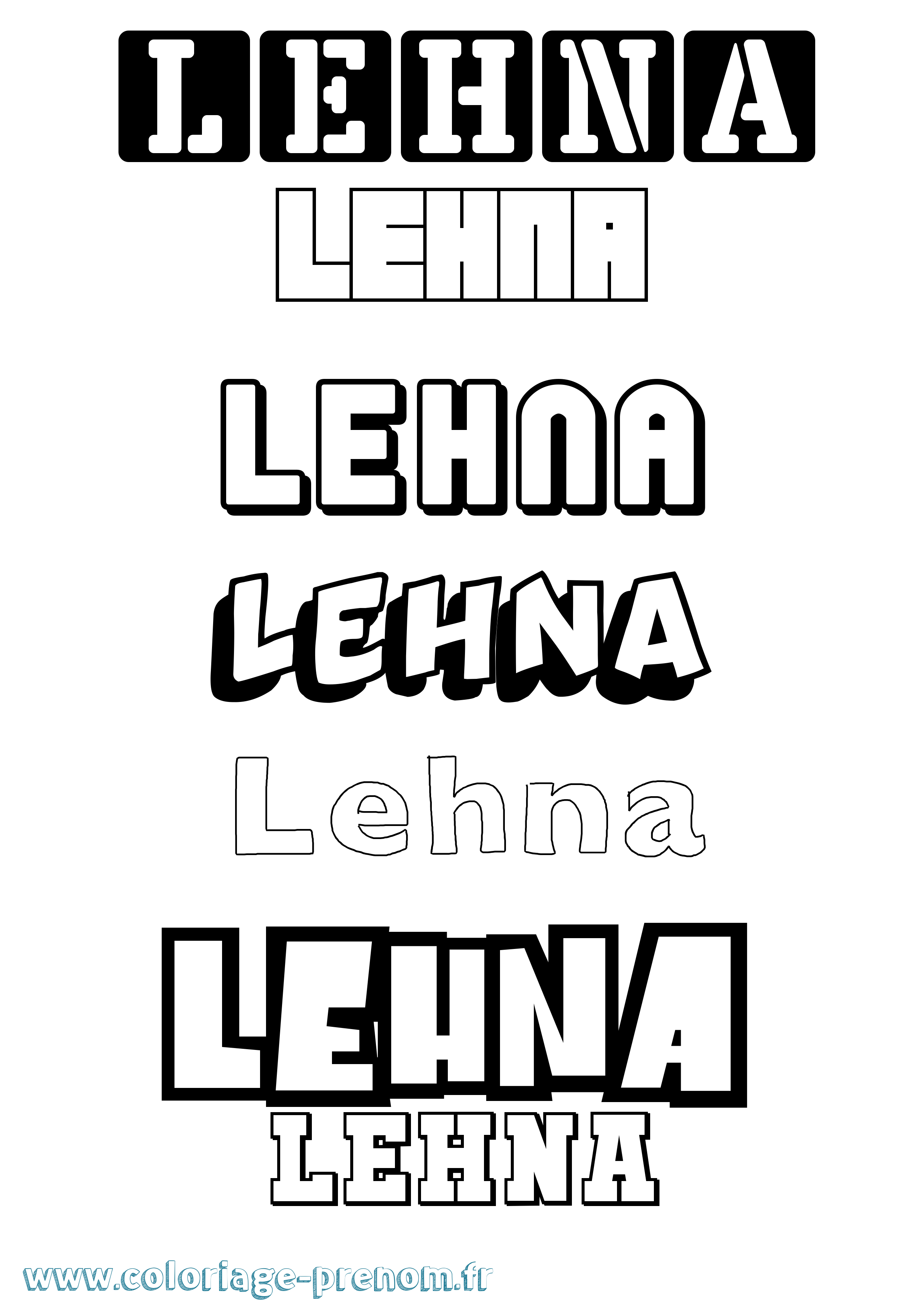 Coloriage Lehna Coloriage prénom Lehna