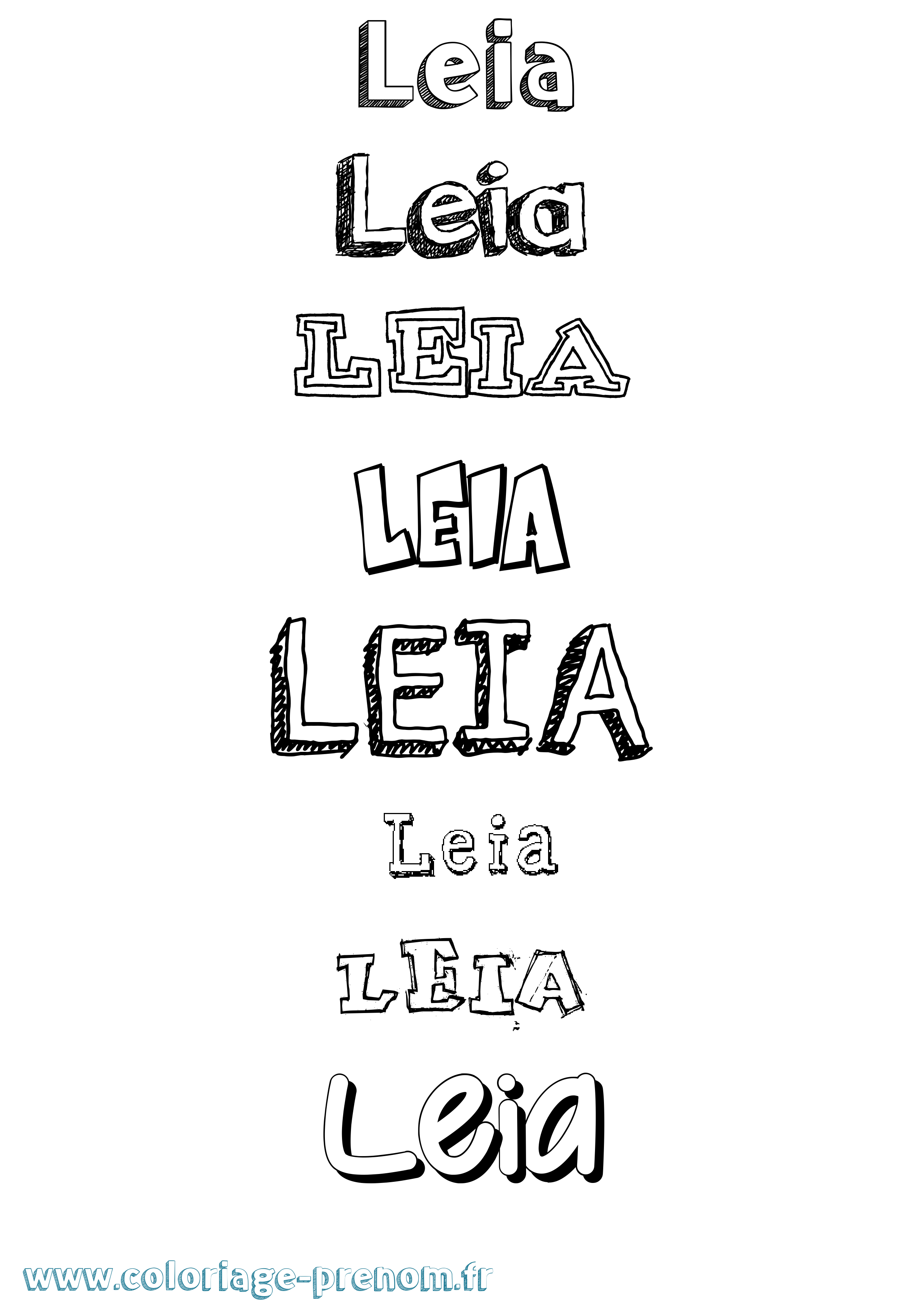 Coloriage prénom Leia Dessiné