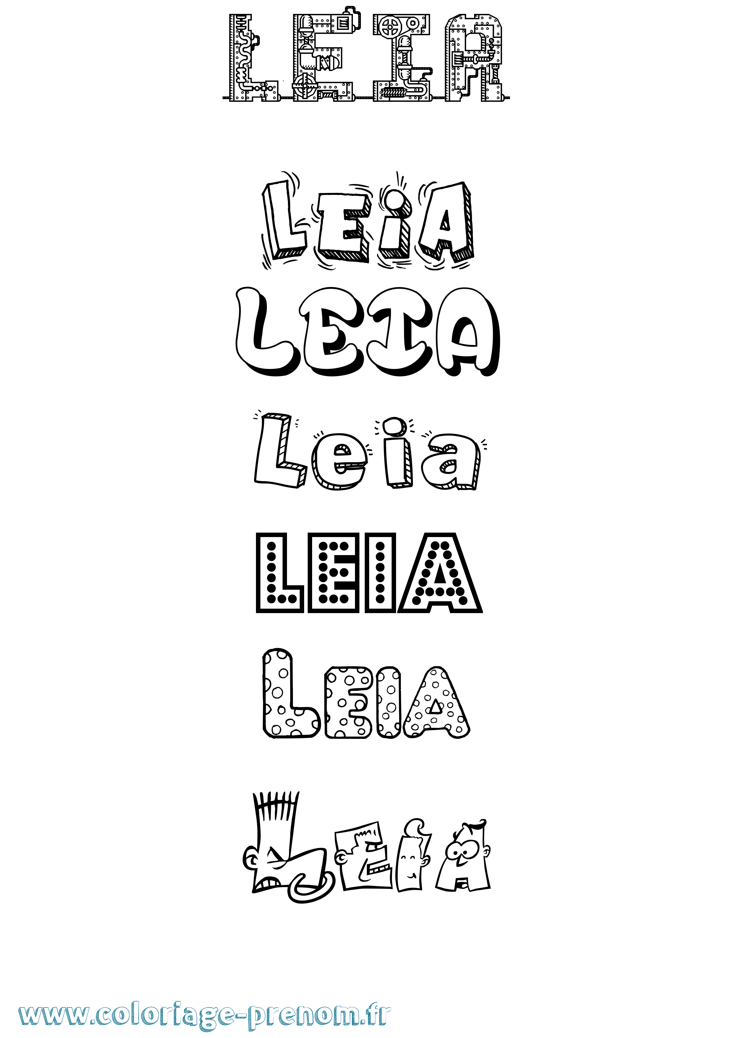Coloriage prénom Leia Fun