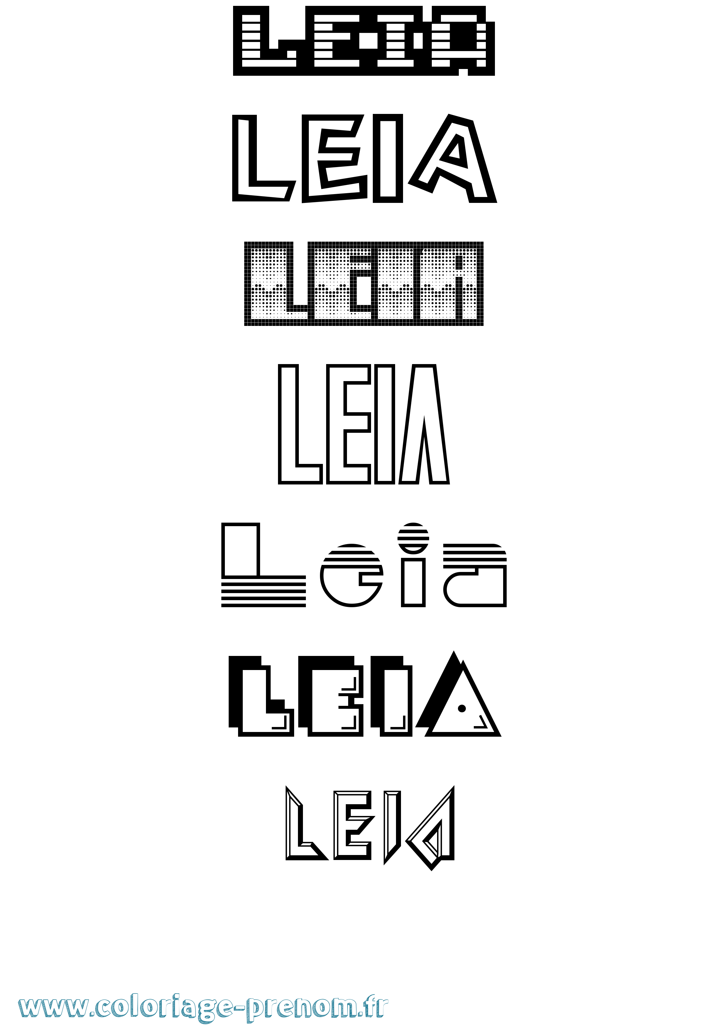 Coloriage prénom Leia Jeux Vidéos