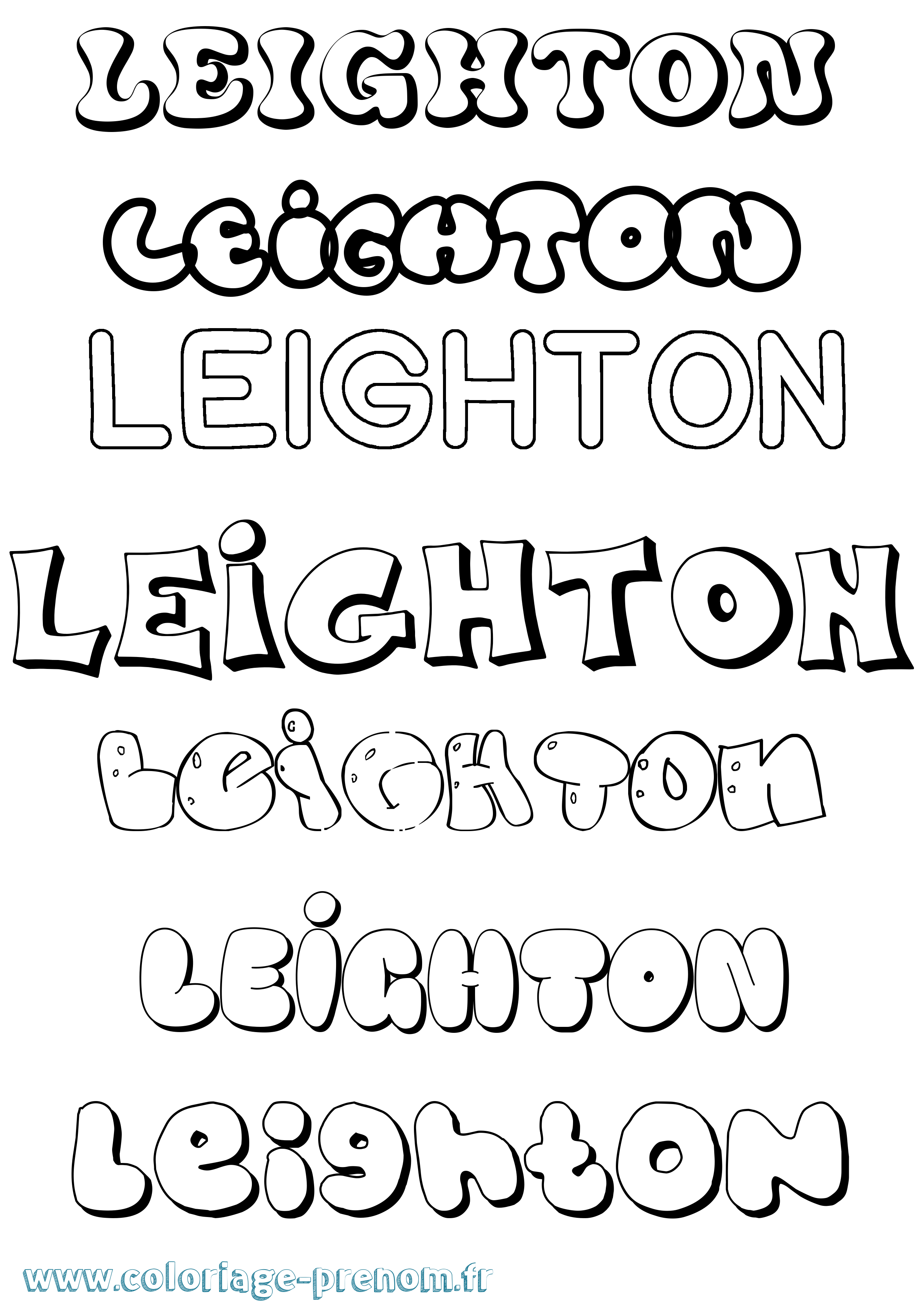 Coloriage prénom Leighton Bubble