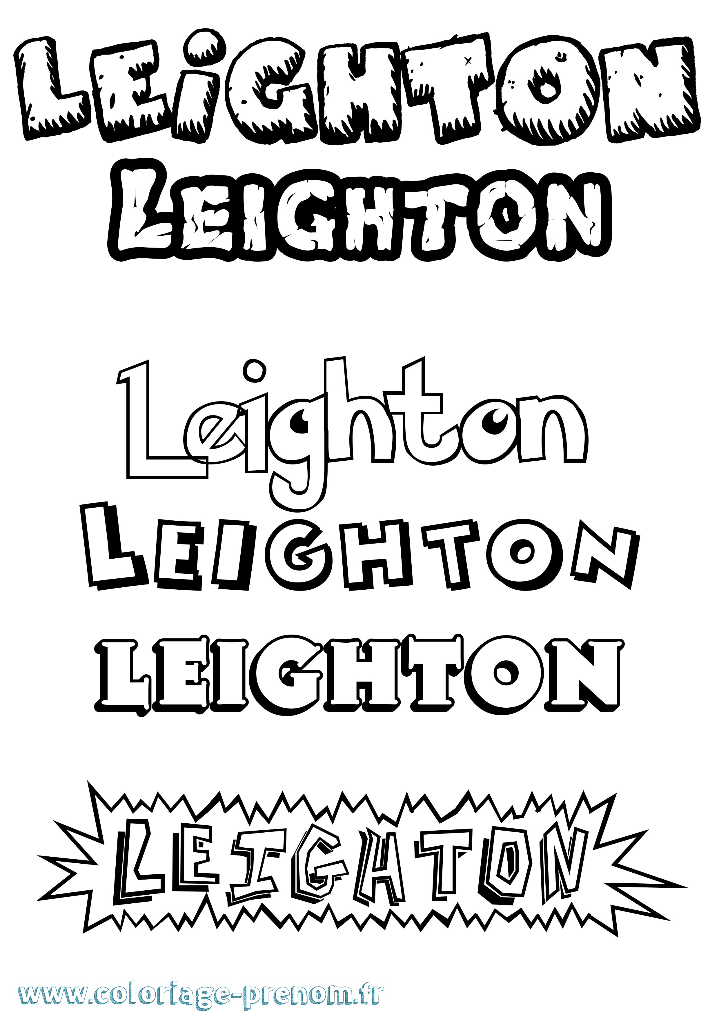 Coloriage Leighton Dessin Animé Coloriage prénom Leighton Dessin Animé
