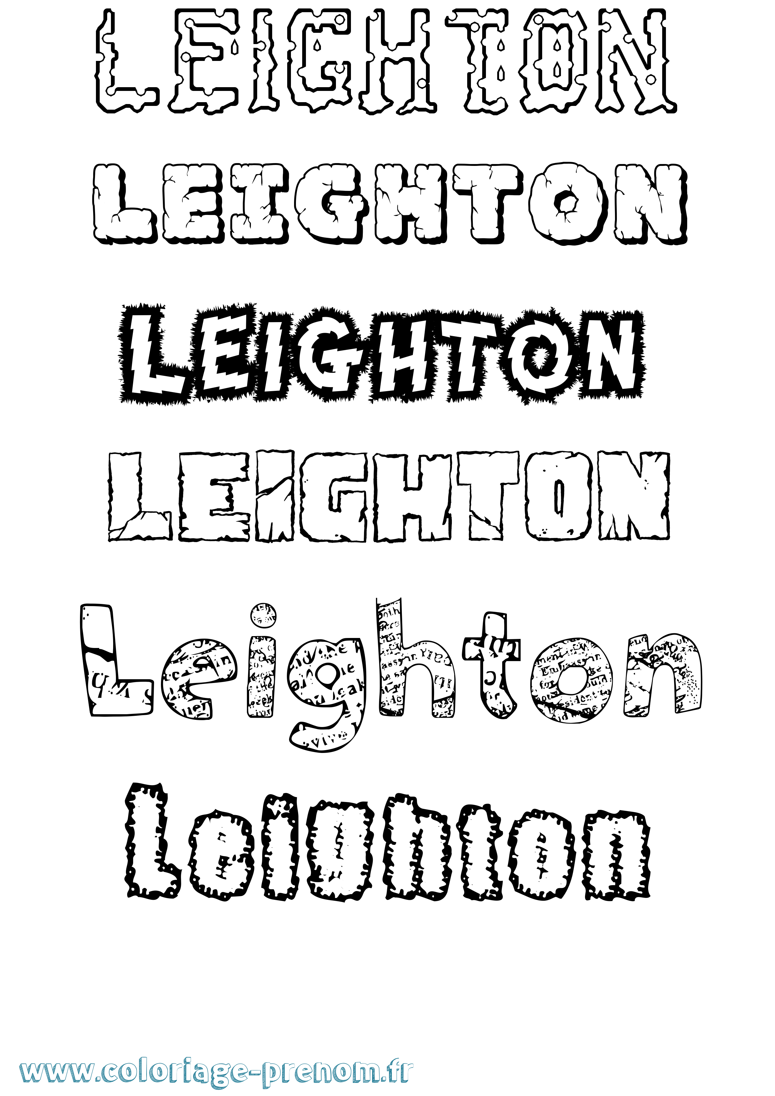 Coloriage Leighton Destructuré Coloriage prénom Leighton Destructuré