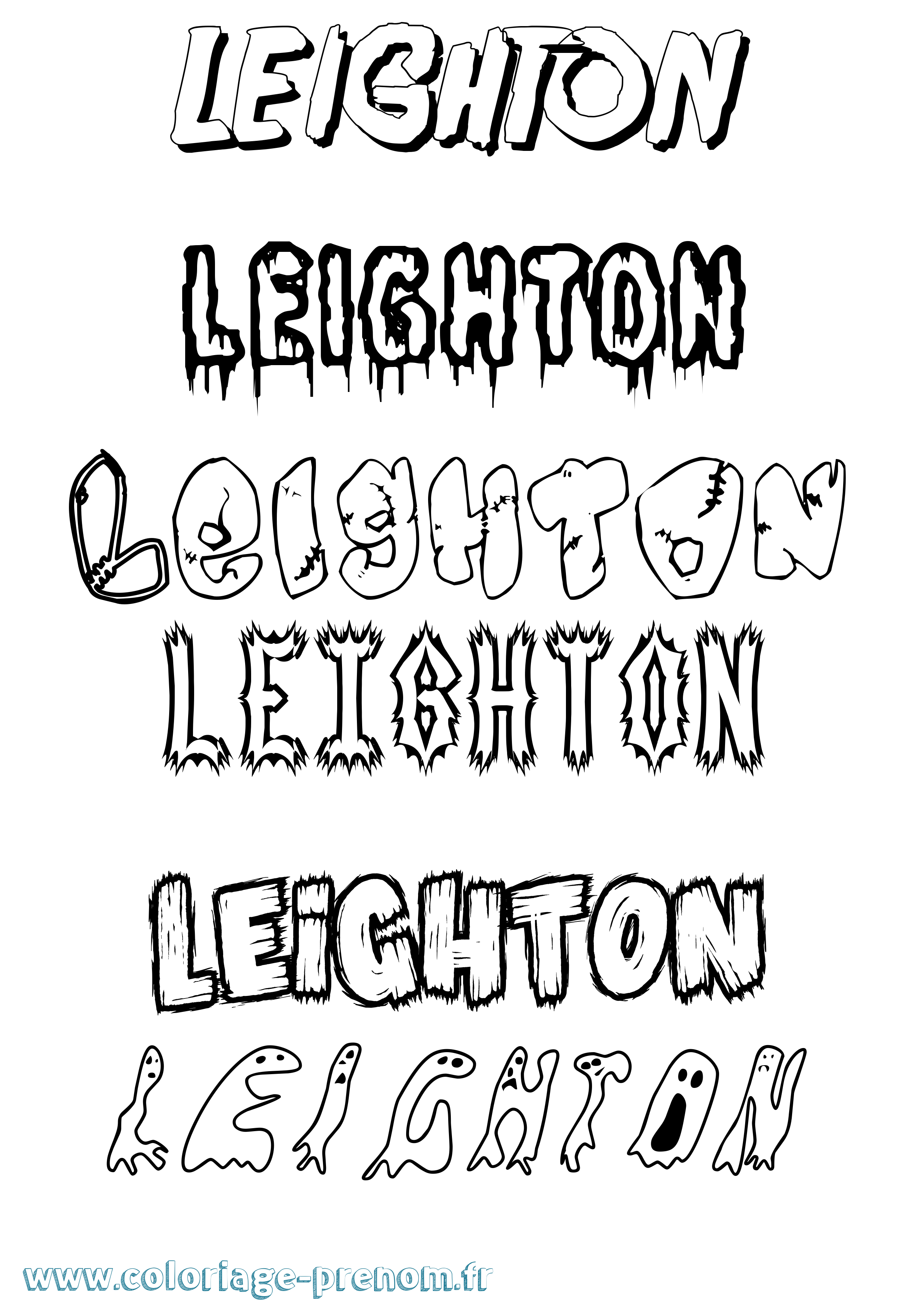 Coloriage prénom Leighton Frisson
