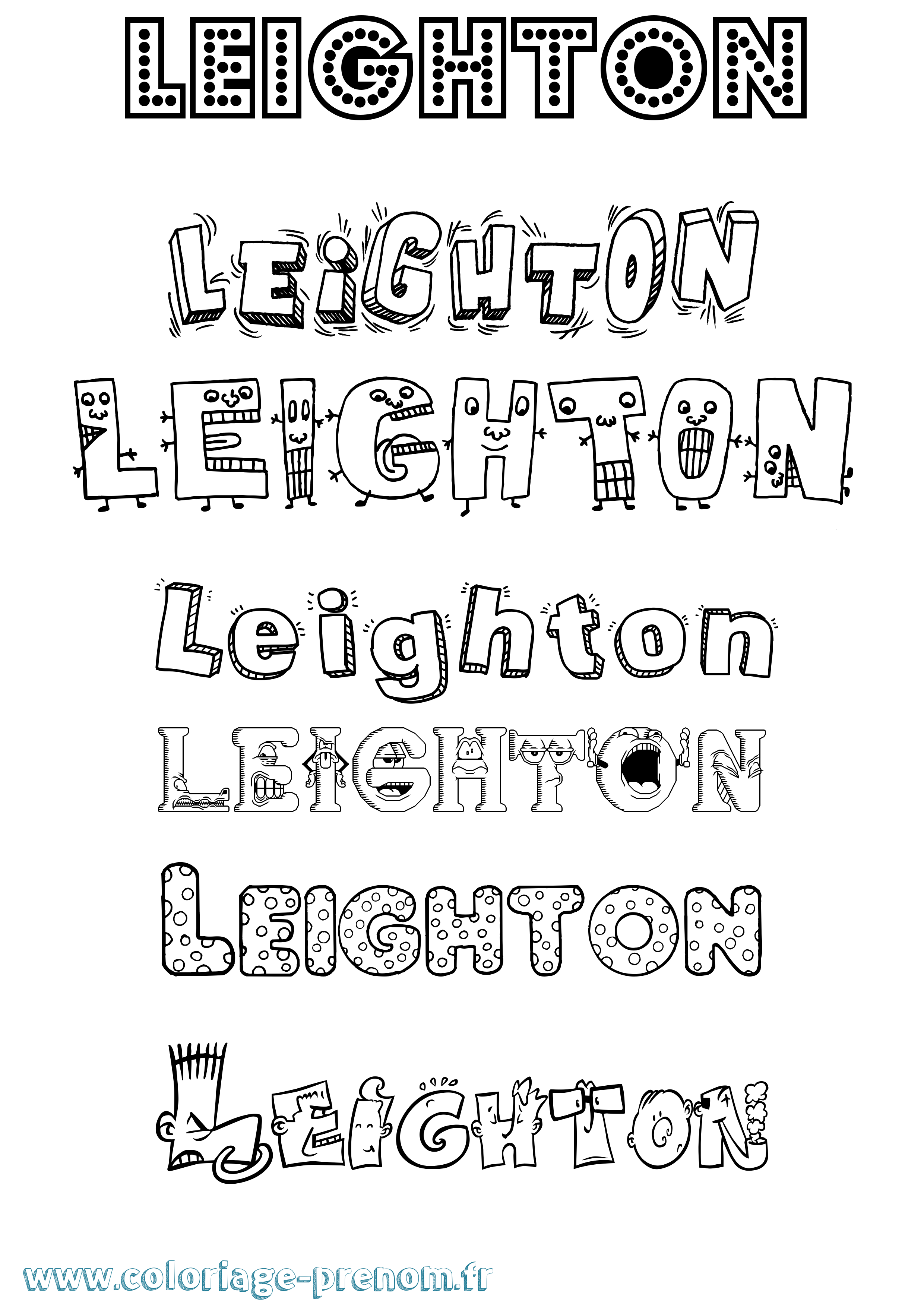 Coloriage prénom Leighton Fun