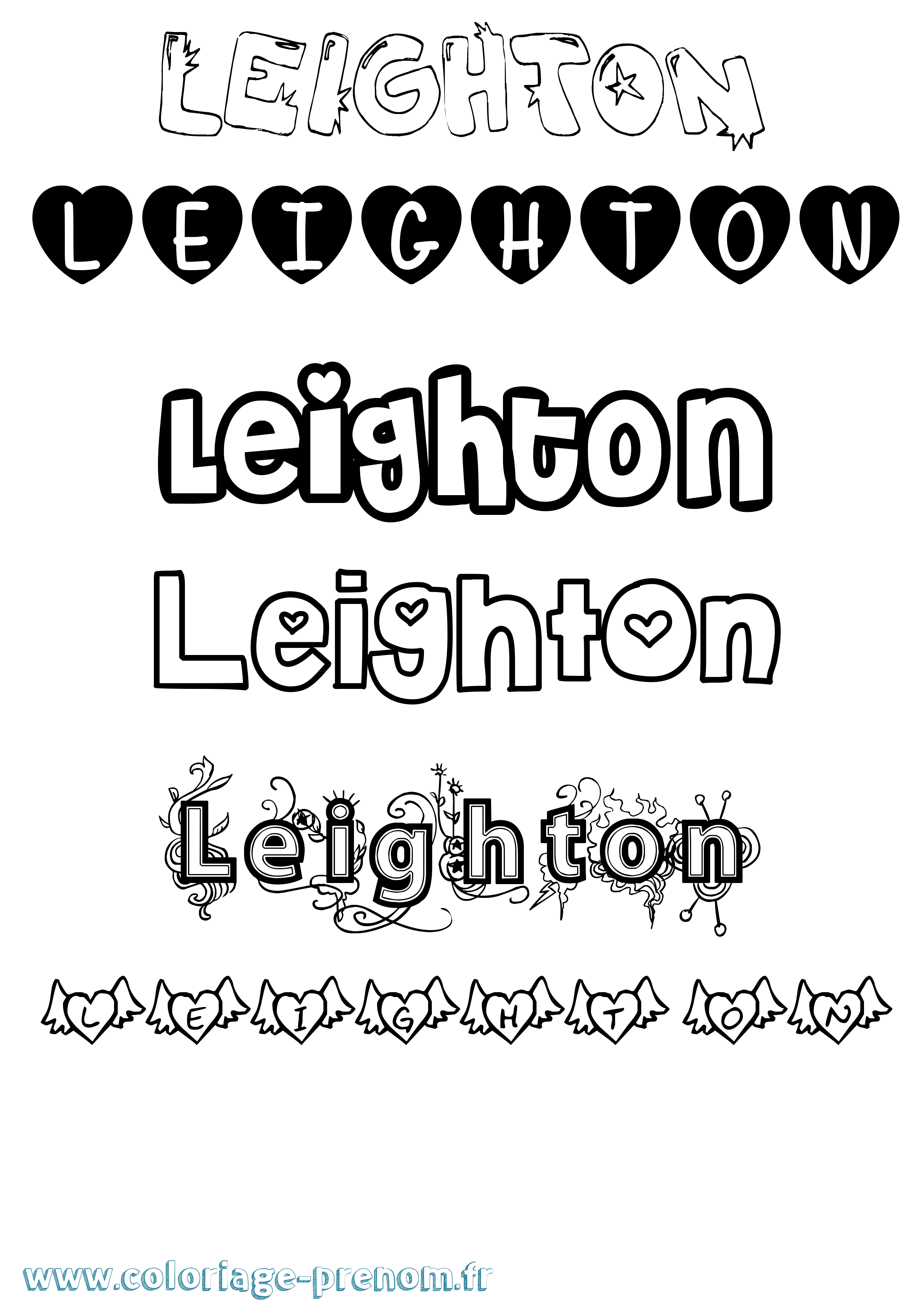 Coloriage prénom Leighton Girly
