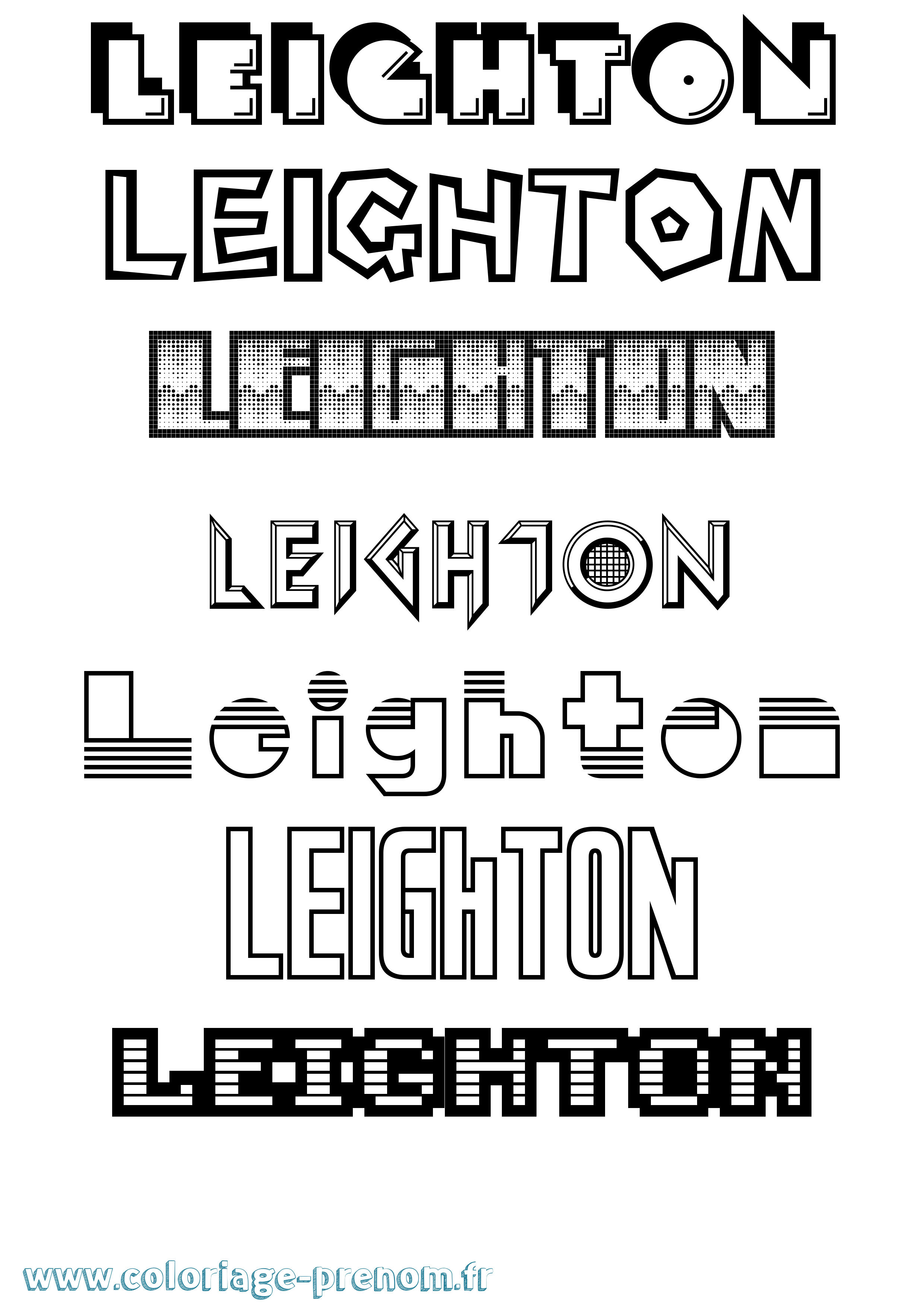 Coloriage prénom Leighton Jeux Vidéos