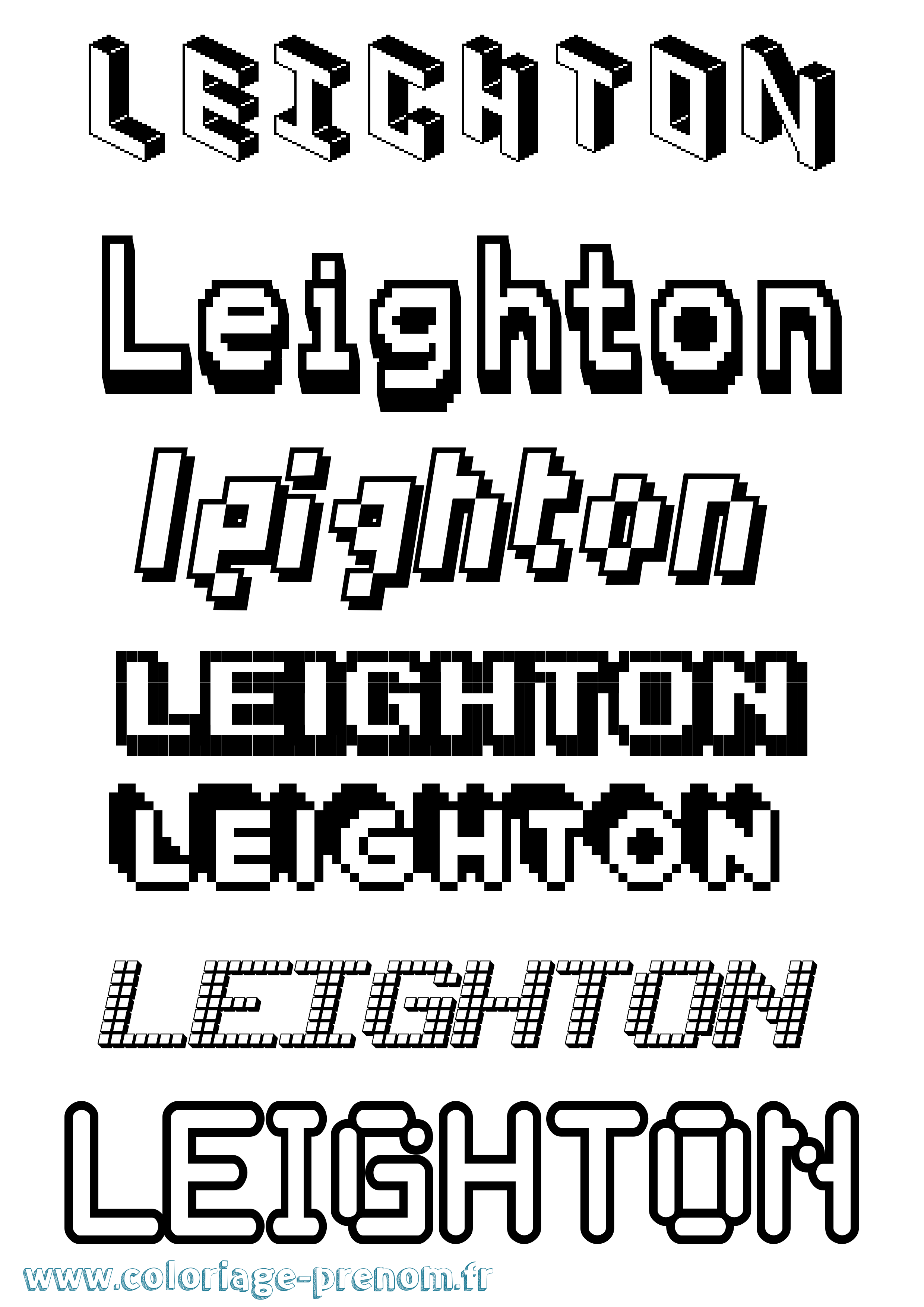 Coloriage prénom Leighton Pixel
