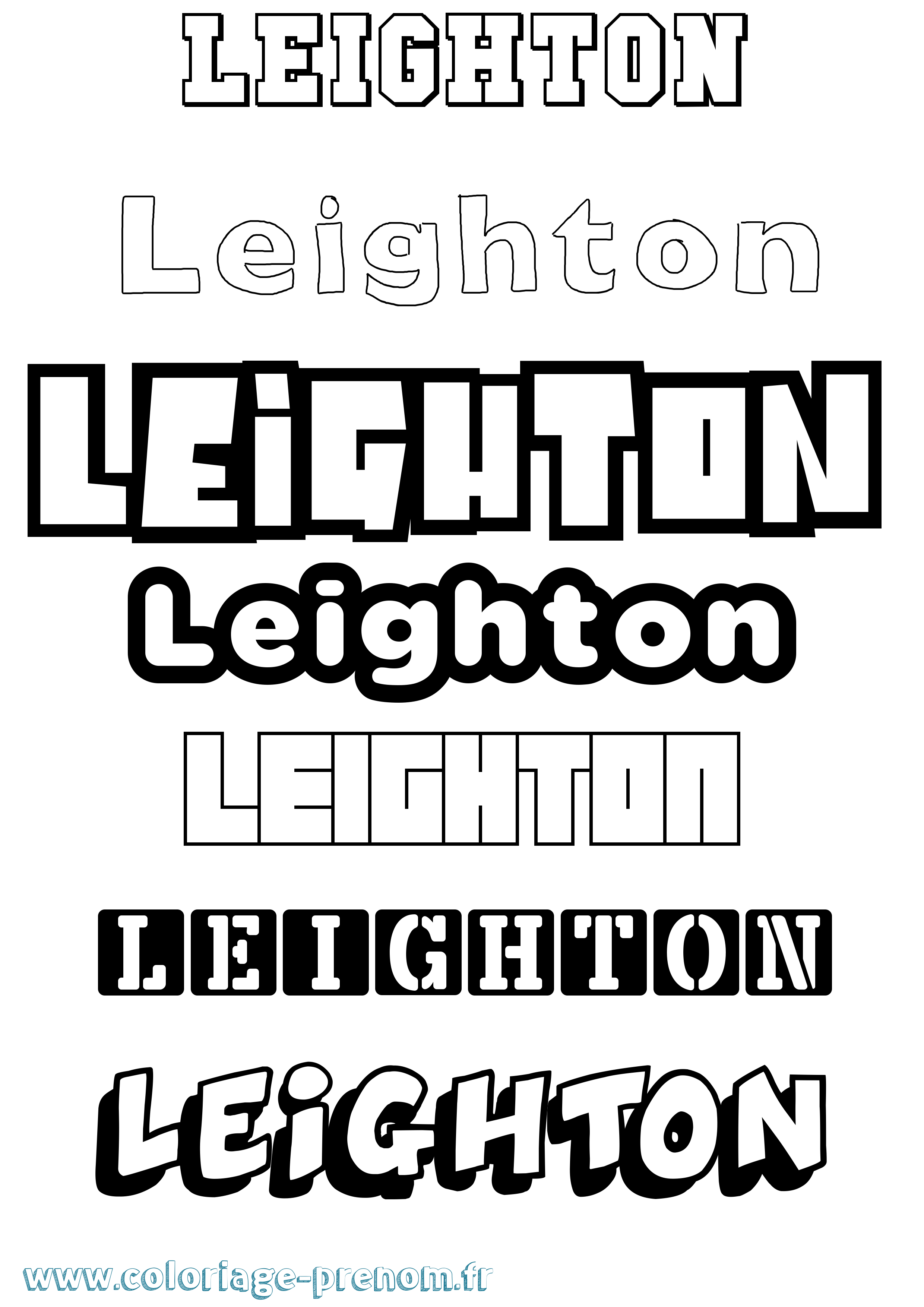Coloriage prénom Leighton Simple
