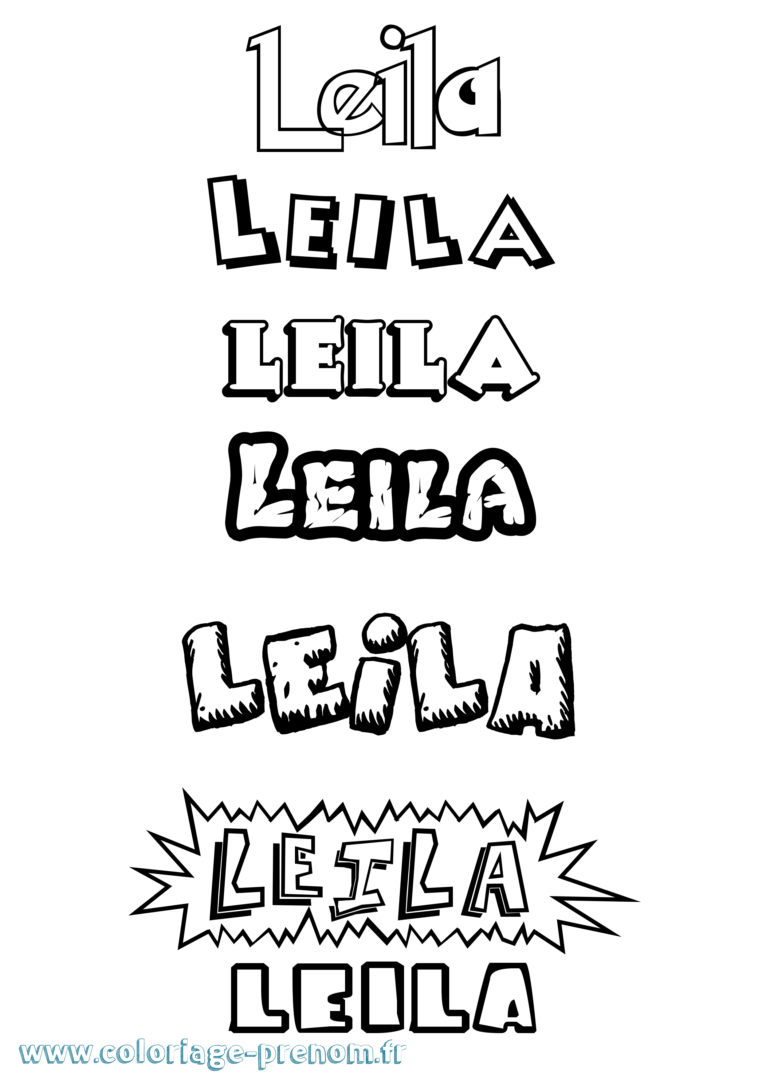 Coloriage prénom Leila