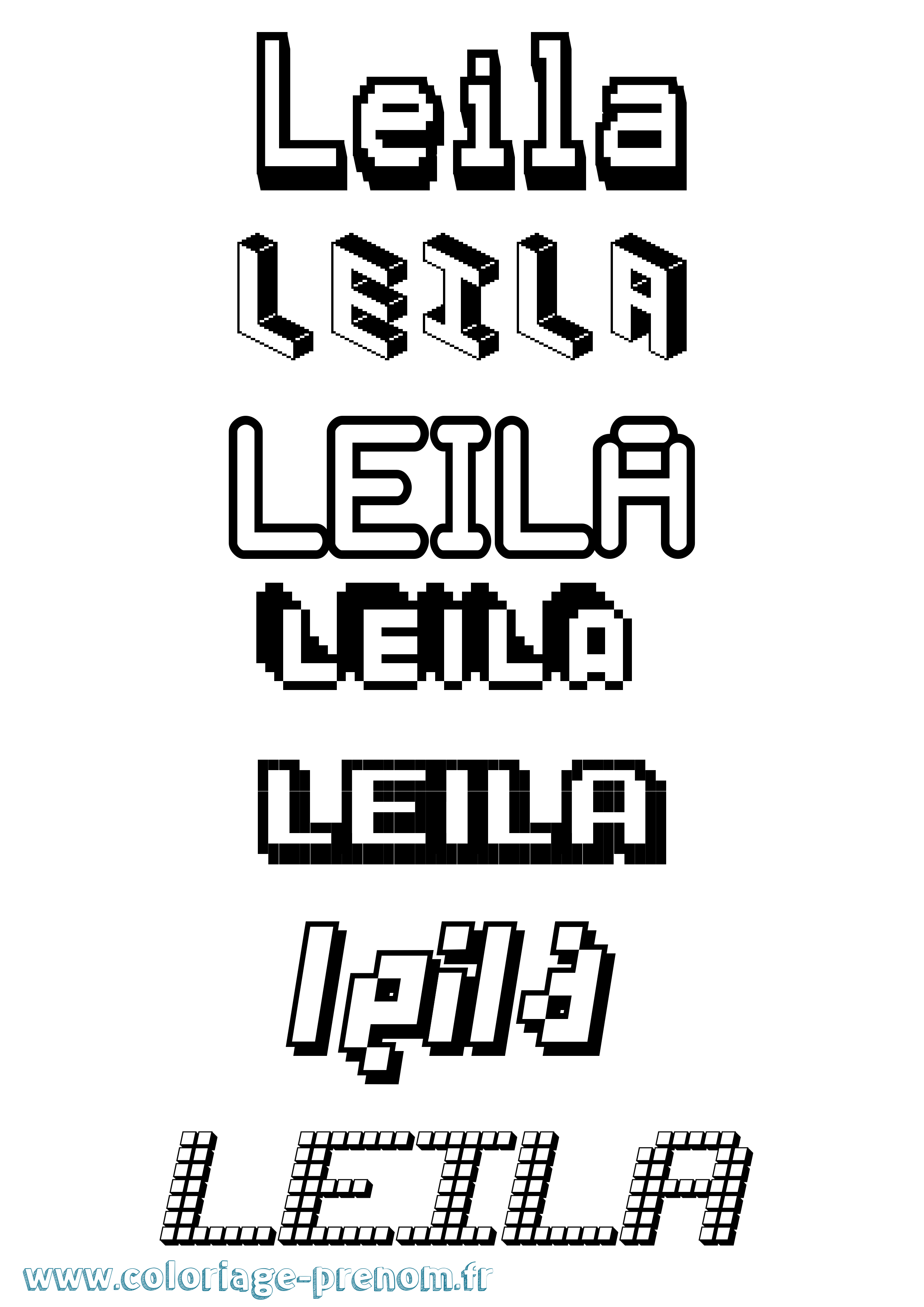 Coloriage prénom Leila