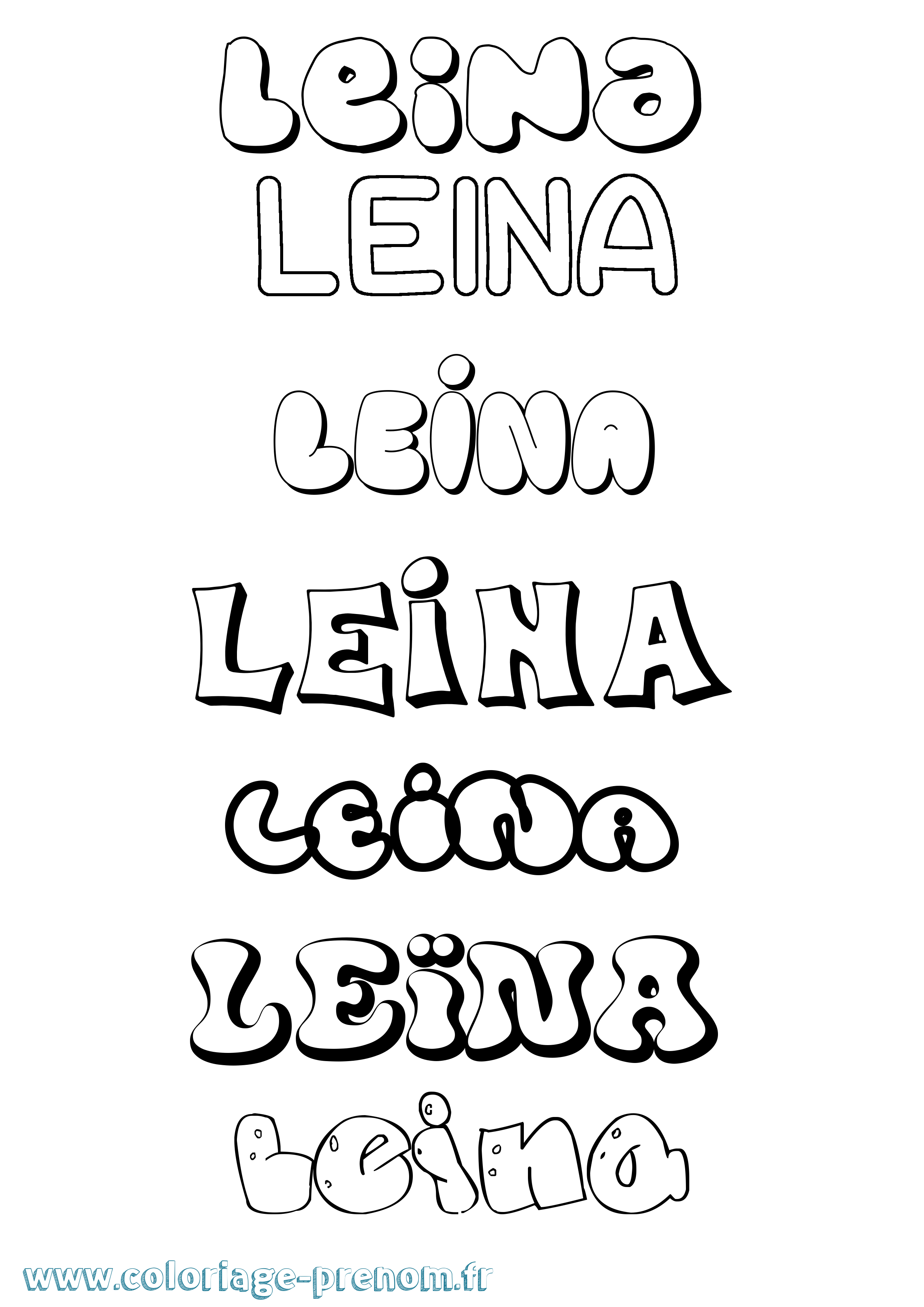 Coloriage Leïna Bubble Coloriage prénom Leïna Bubble