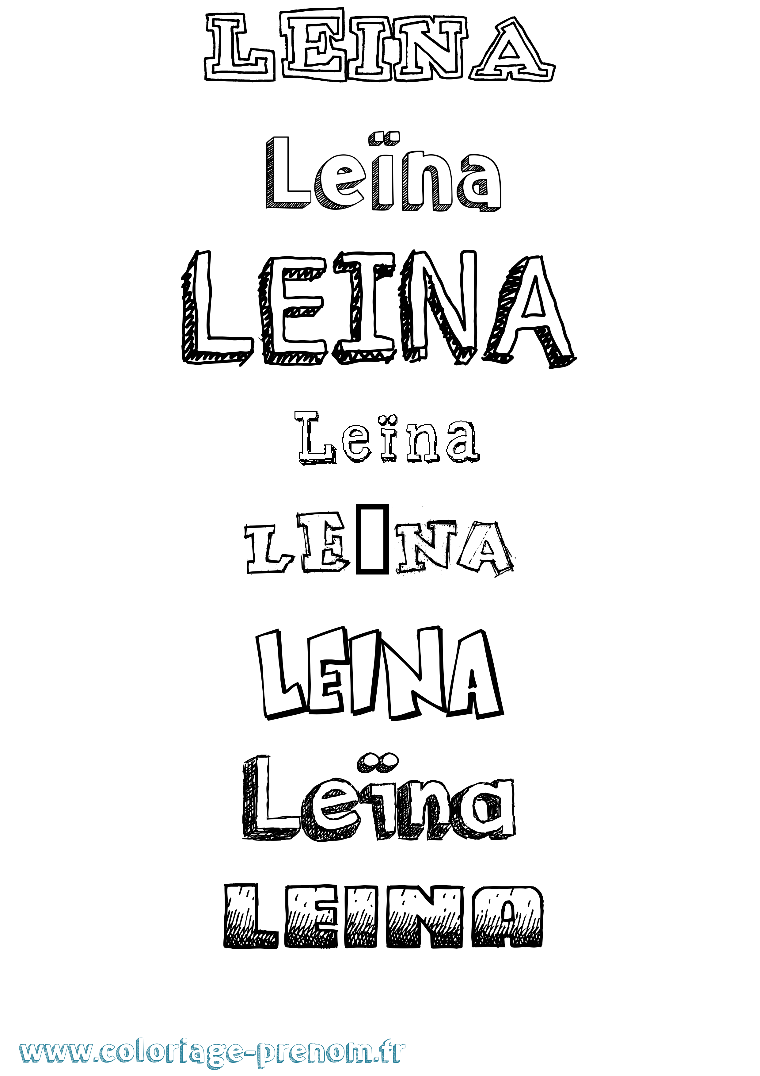 Coloriage prénom Leïna