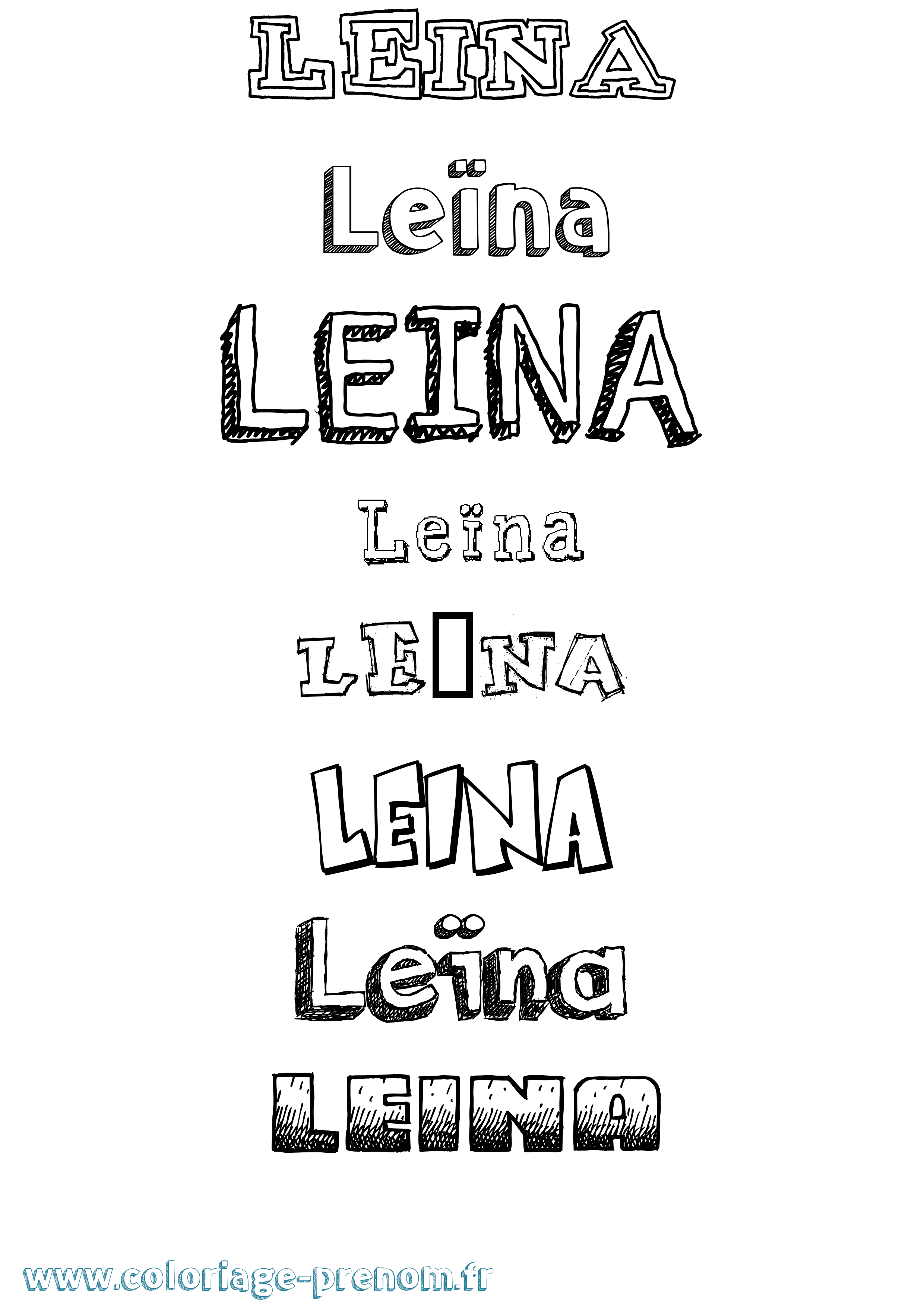 Coloriage Leïna Dessiné Coloriage prénom Leïna Dessiné