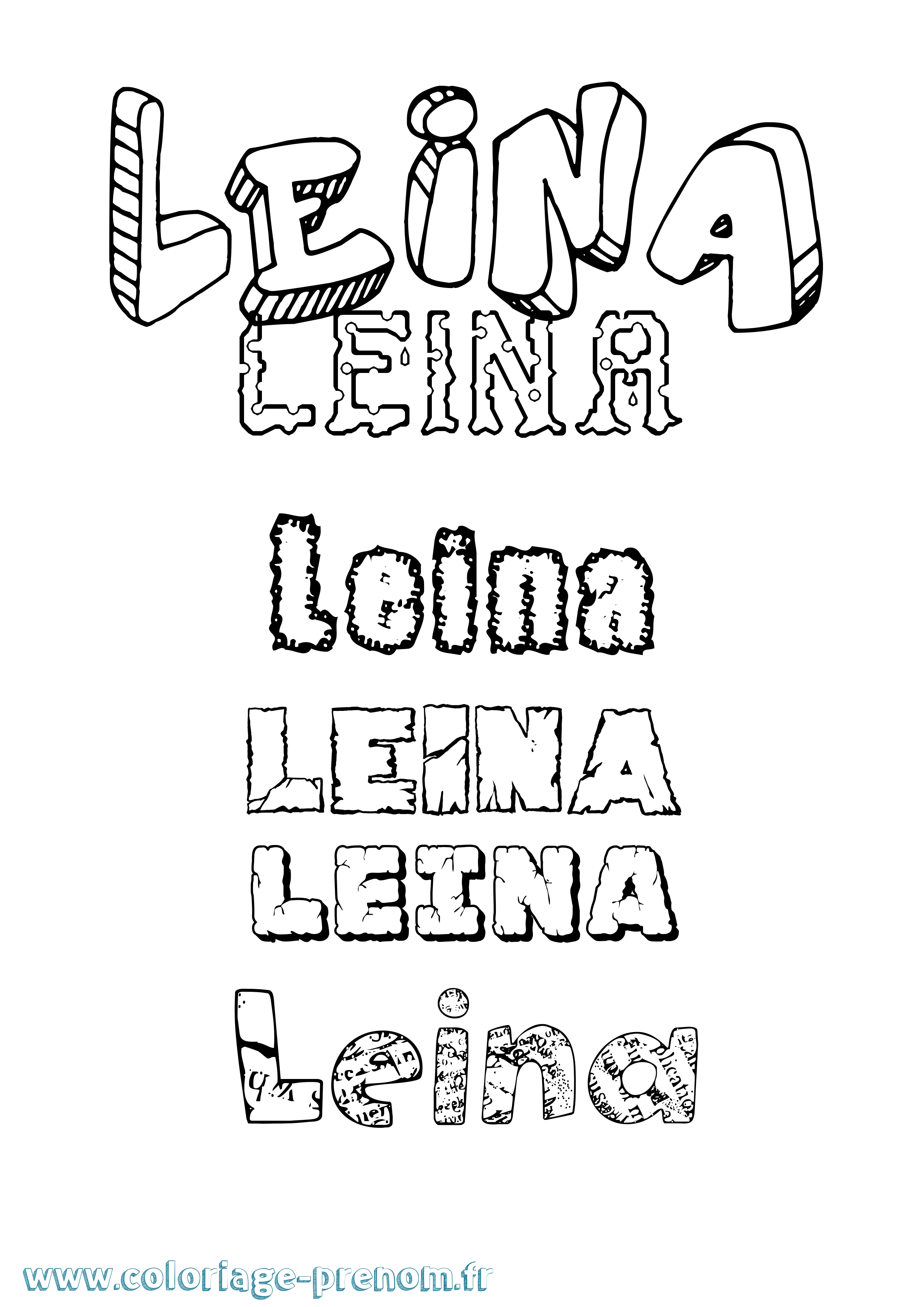 Coloriage Leïna Destructuré Coloriage prénom Leïna Destructuré