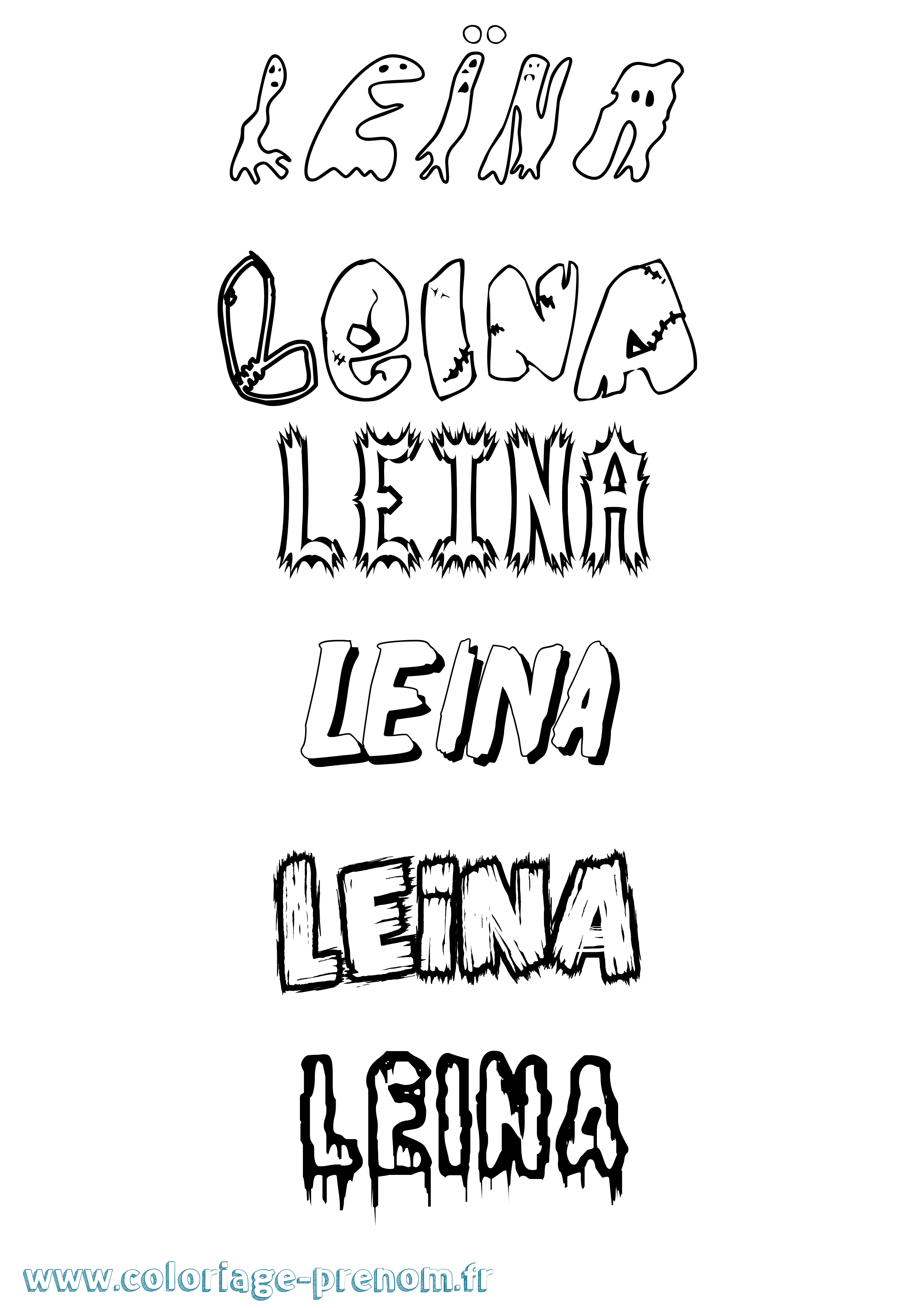 Coloriage Leïna Frisson Coloriage prénom Leïna Frisson